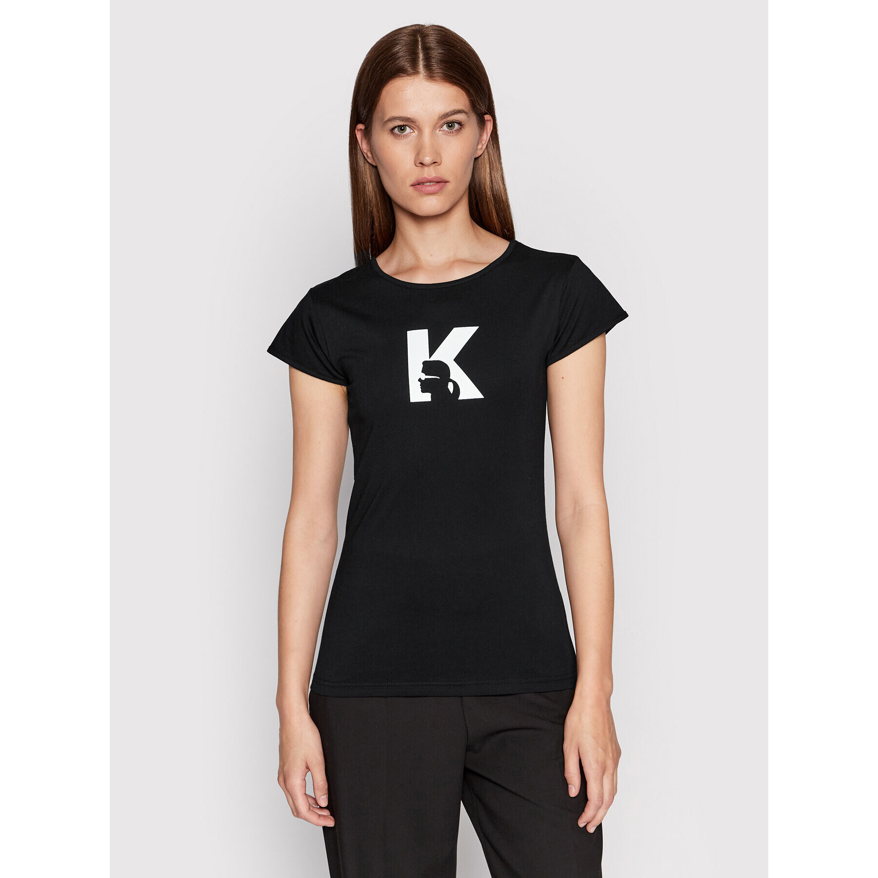 KARL LAGERFELD Tricou KL22WTS01 Negru Regular Fit - Pled.ro