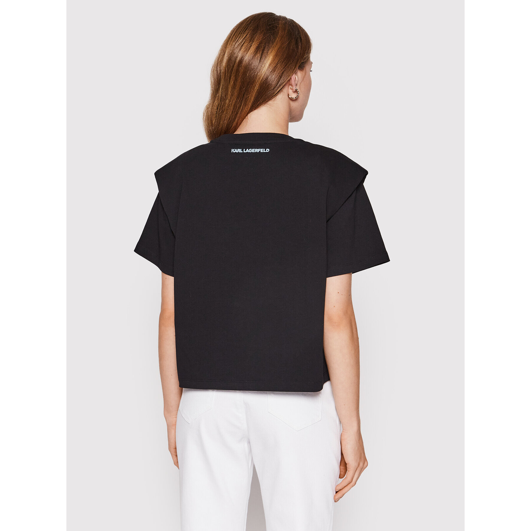 KARL LAGERFELD Tricou Logo 221W1717 Negru Relaxed Fit - Pled.ro