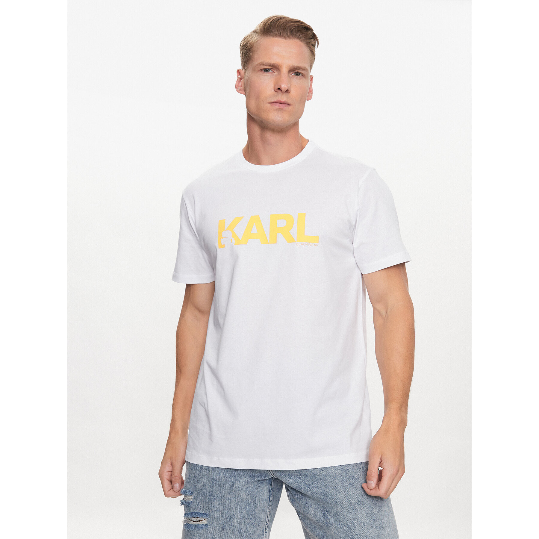 KARL LAGERFELD Tricou Logo 230M2211 Alb Regular Fit - Pled.ro