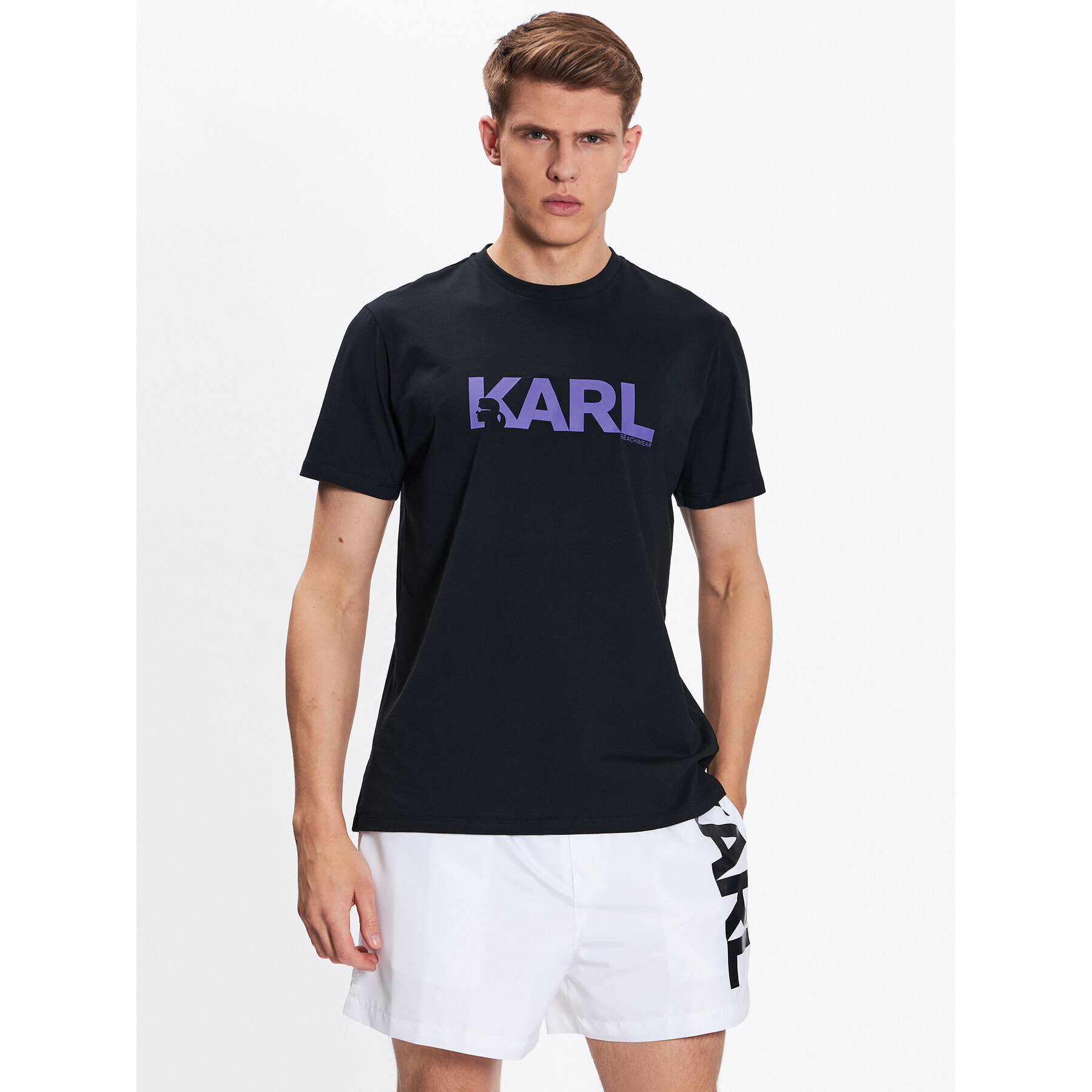 KARL LAGERFELD Tricou Logo 230M2211 Negru Regular Fit - Pled.ro