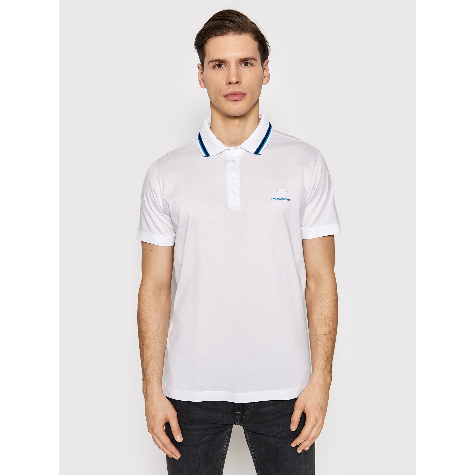 KARL LAGERFELD Tricou polo 745002 511200 Alb Regular Fit - Pled.ro