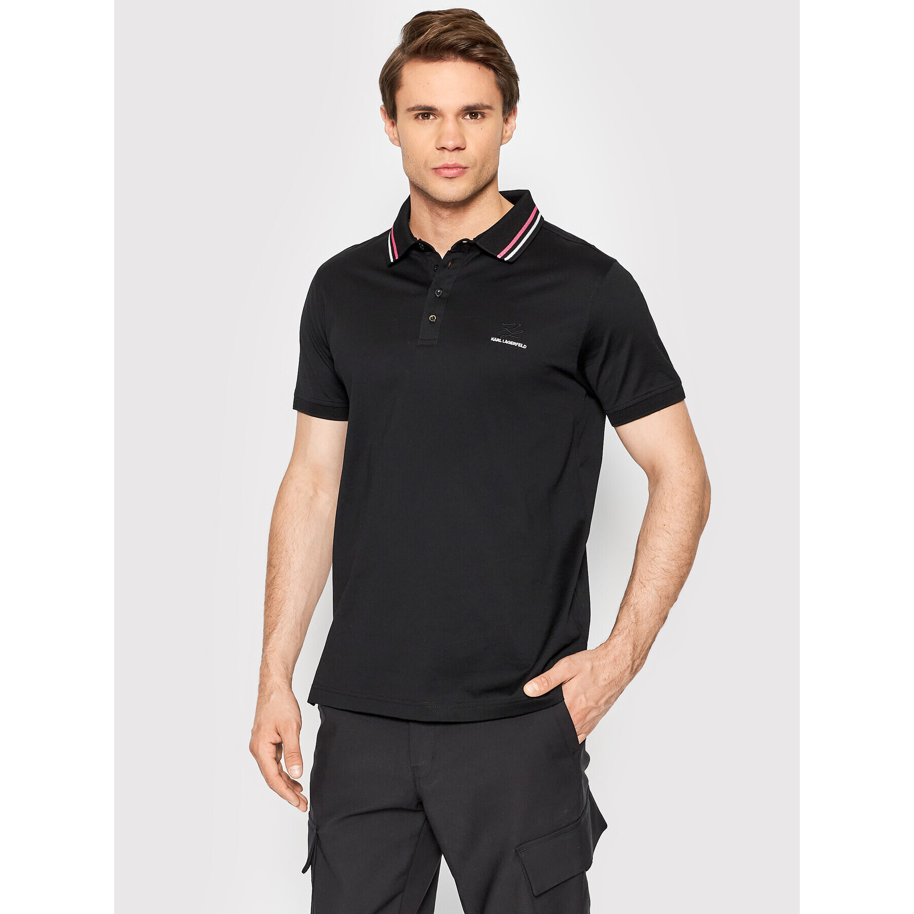 KARL LAGERFELD Tricou polo 745002 511200 Negru Regular Fit - Pled.ro