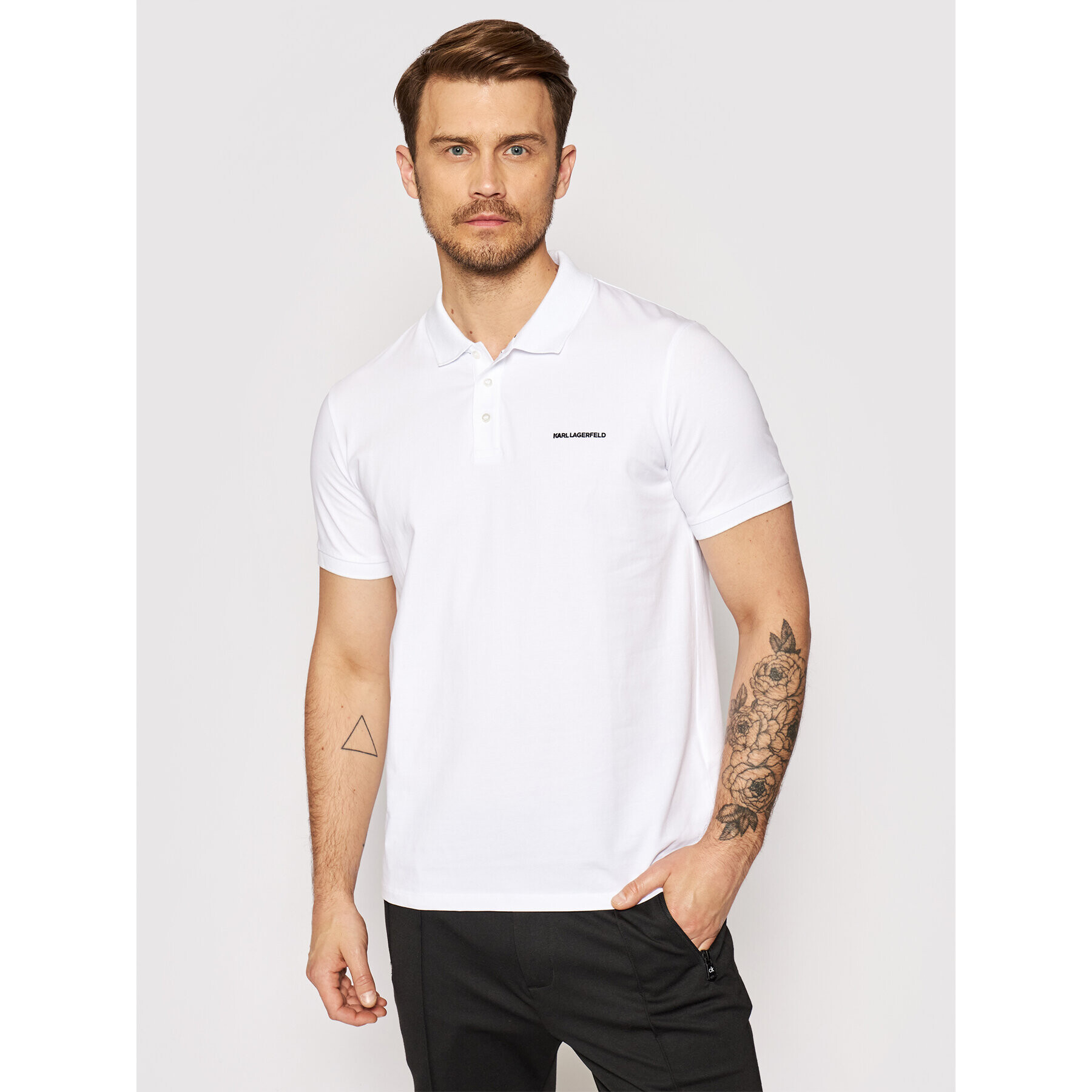 KARL LAGERFELD Tricou polo 745015 511221 Alb Regular Fit - Pled.ro