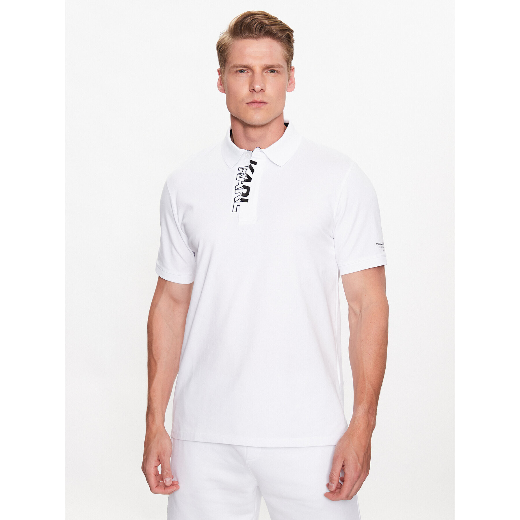 KARL LAGERFELD Tricou polo 745017 532221 Alb Regular Fit - Pled.ro