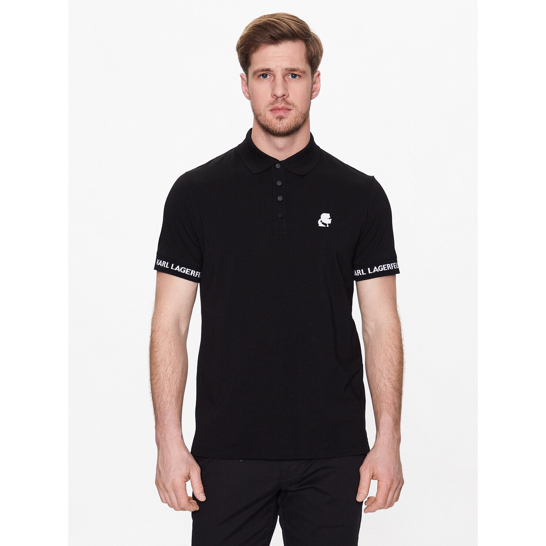 KARL LAGERFELD Tricou polo 745018 532221 Negru Regular Fit - Pled.ro