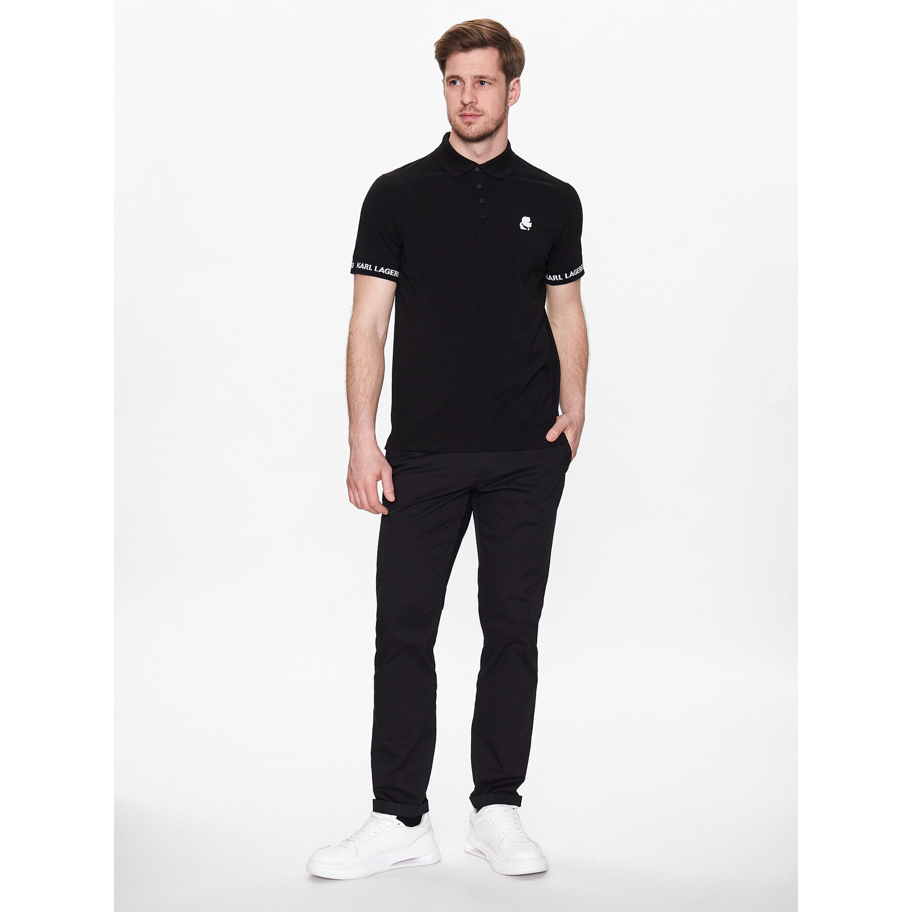 KARL LAGERFELD Tricou polo 745018 532221 Negru Regular Fit - Pled.ro