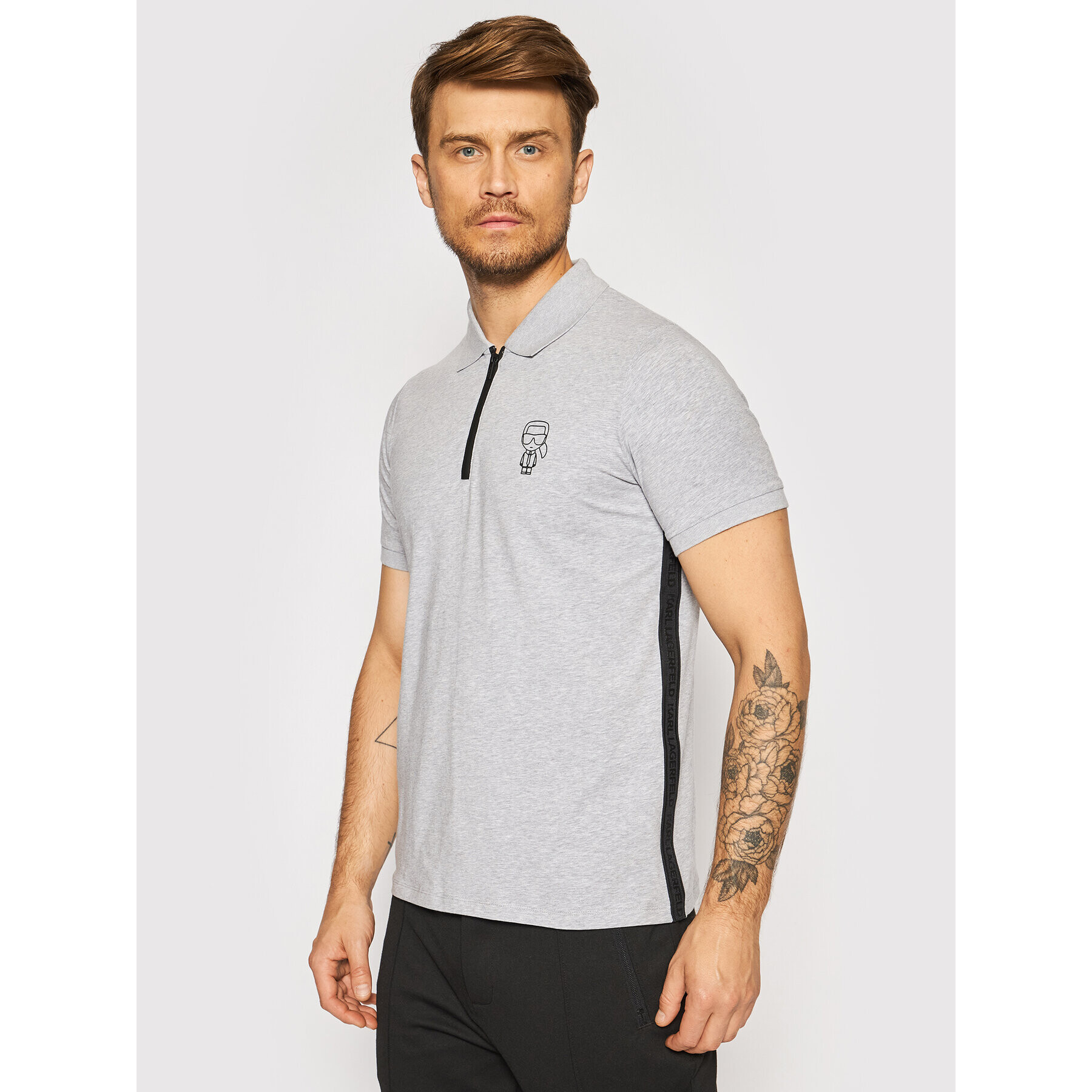 KARL LAGERFELD Tricou polo 745020 511221 Gri Regular Fit - Pled.ro