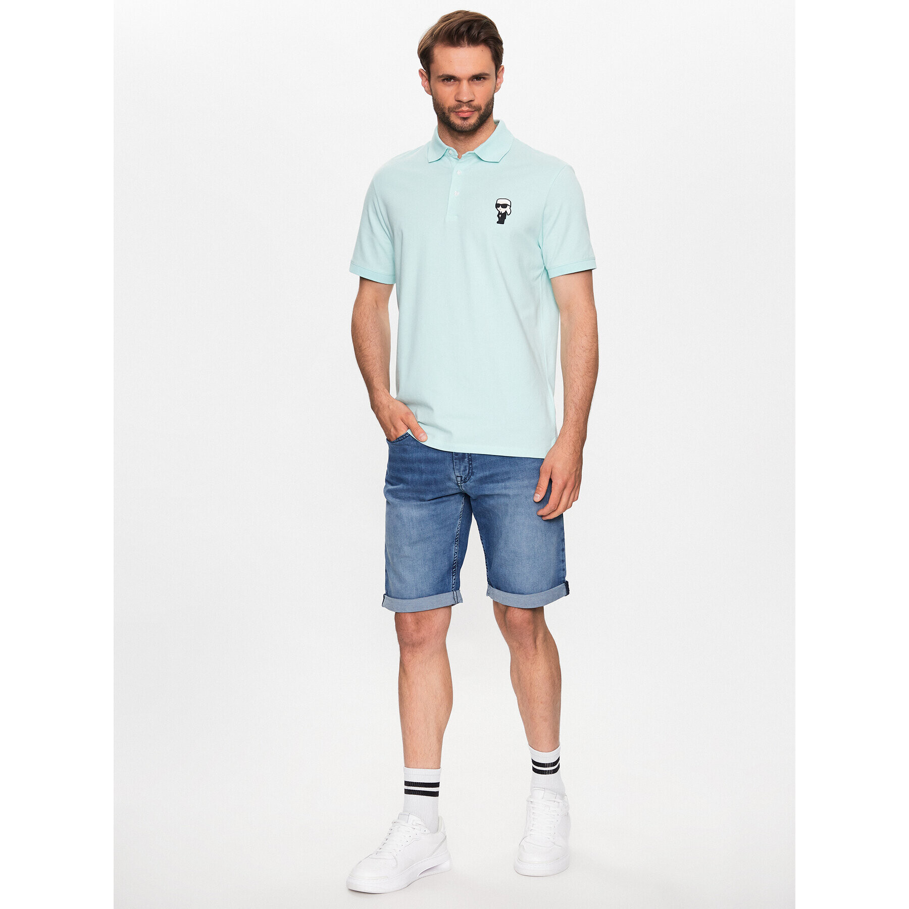 KARL LAGERFELD Tricou polo 745022 532221 Verde Regular Fit - Pled.ro