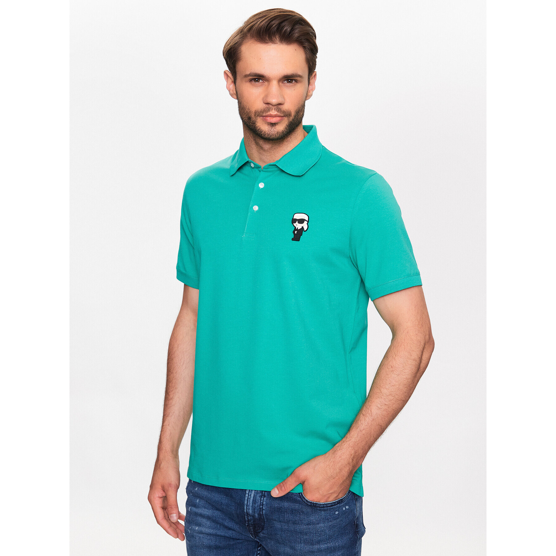 KARL LAGERFELD Tricou polo 745022 532221 Verde Regular Fit - Pled.ro