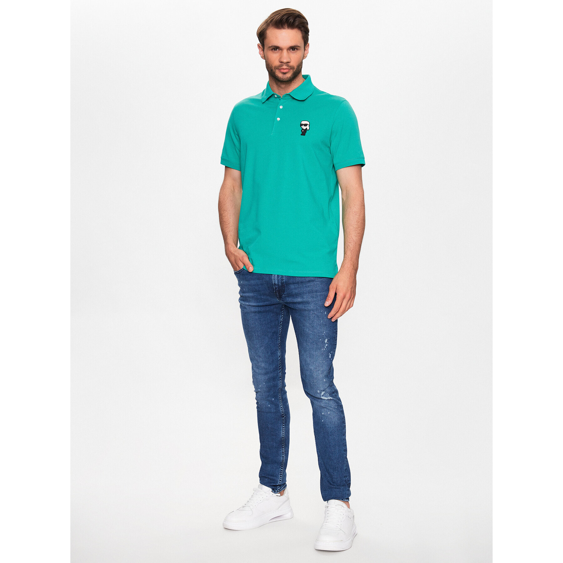 KARL LAGERFELD Tricou polo 745022 532221 Verde Regular Fit - Pled.ro