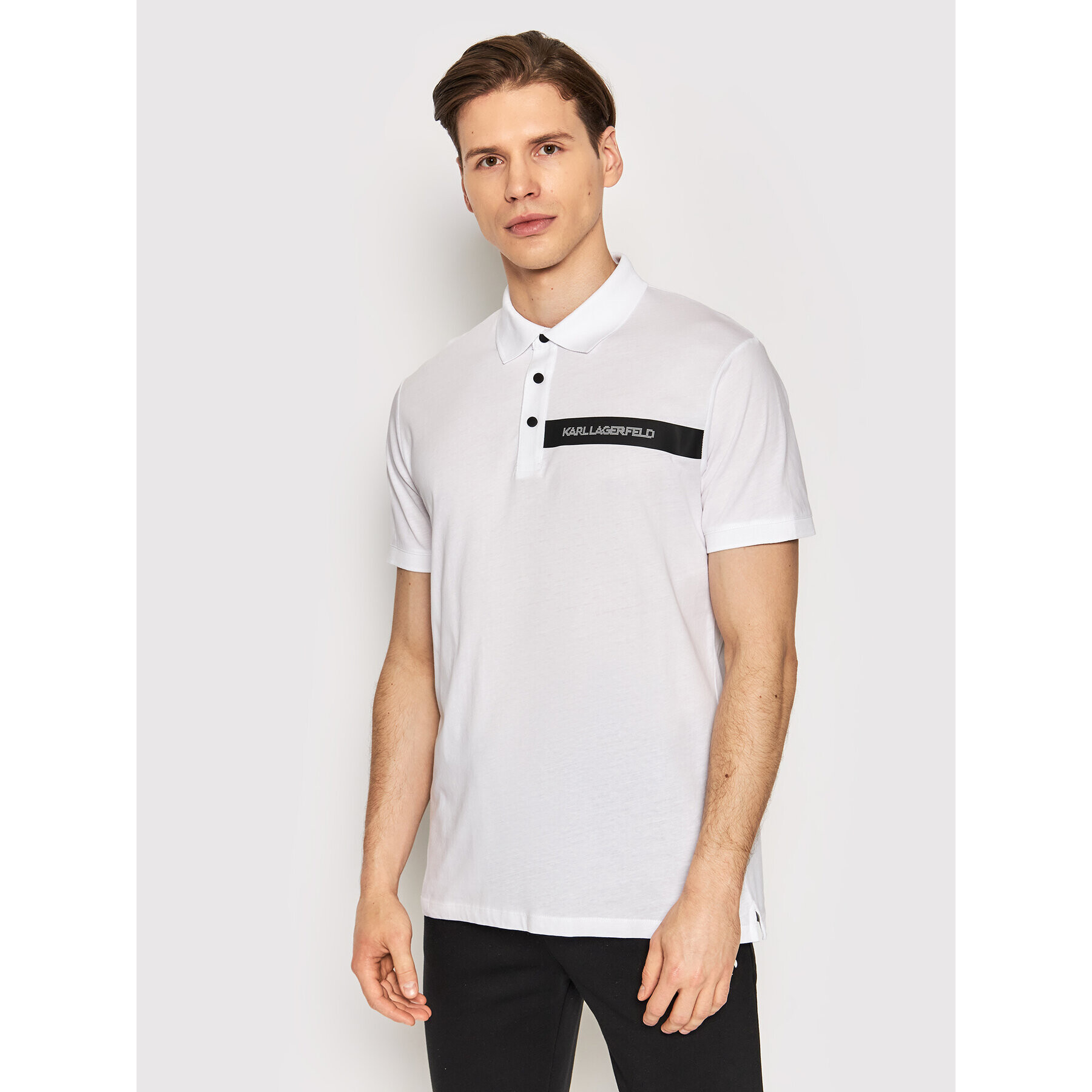 KARL LAGERFELD Tricou polo 745024 521224 Alb Regular Fit - Pled.ro