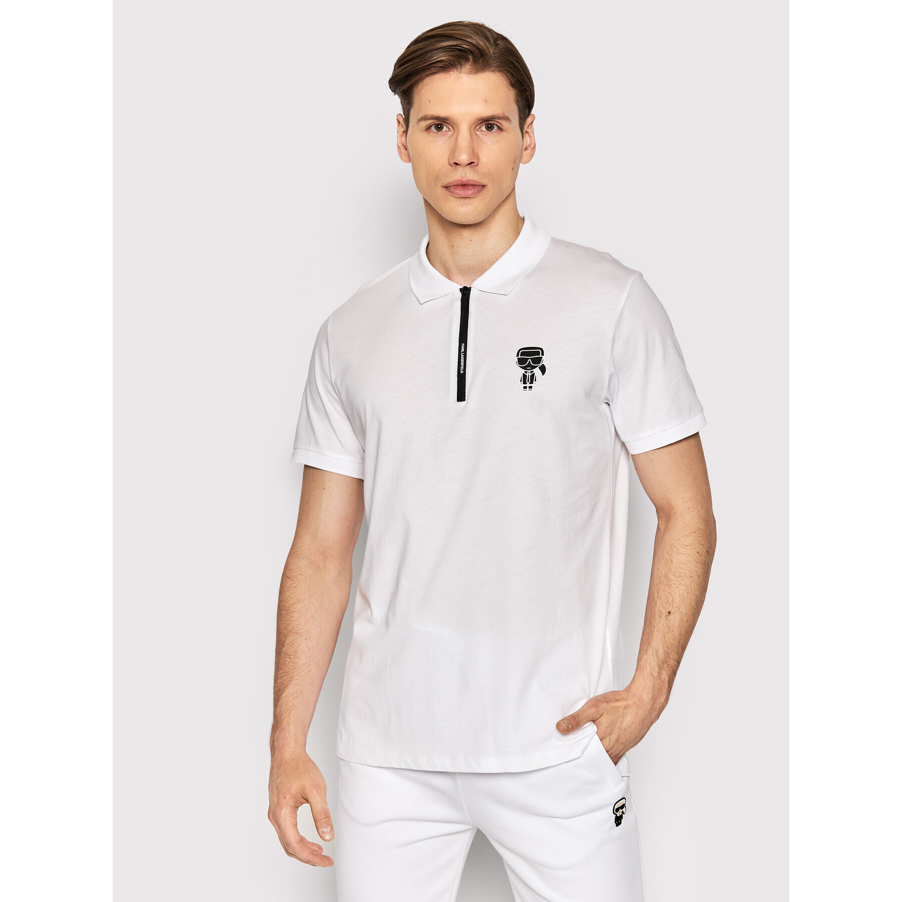 KARL LAGERFELD Tricou polo 745025 521224 Alb Regular Fit - Pled.ro