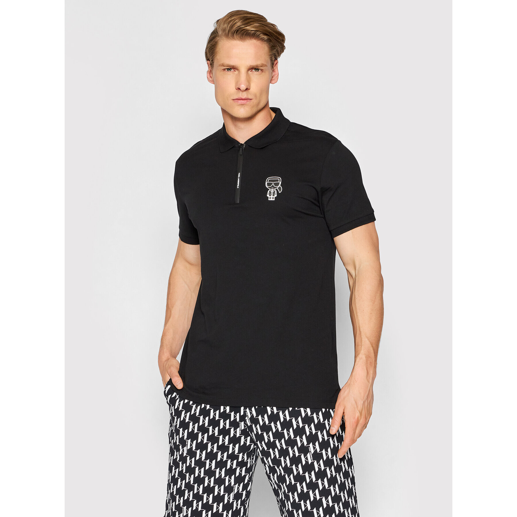 KARL LAGERFELD Tricou polo 745025 521224 Negru Regular Fit - Pled.ro