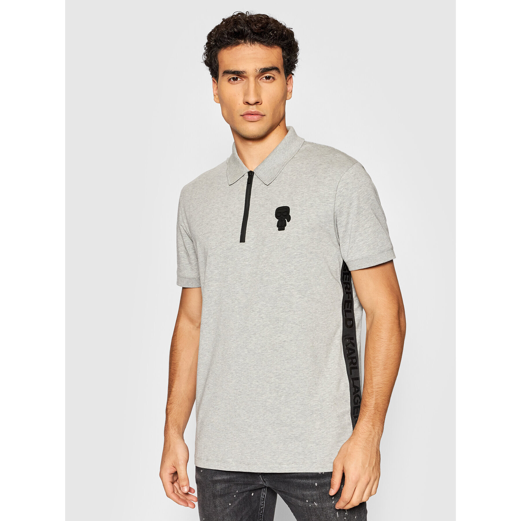 KARL LAGERFELD Tricou polo 745032 512221 Gri Regular Fit - Pled.ro