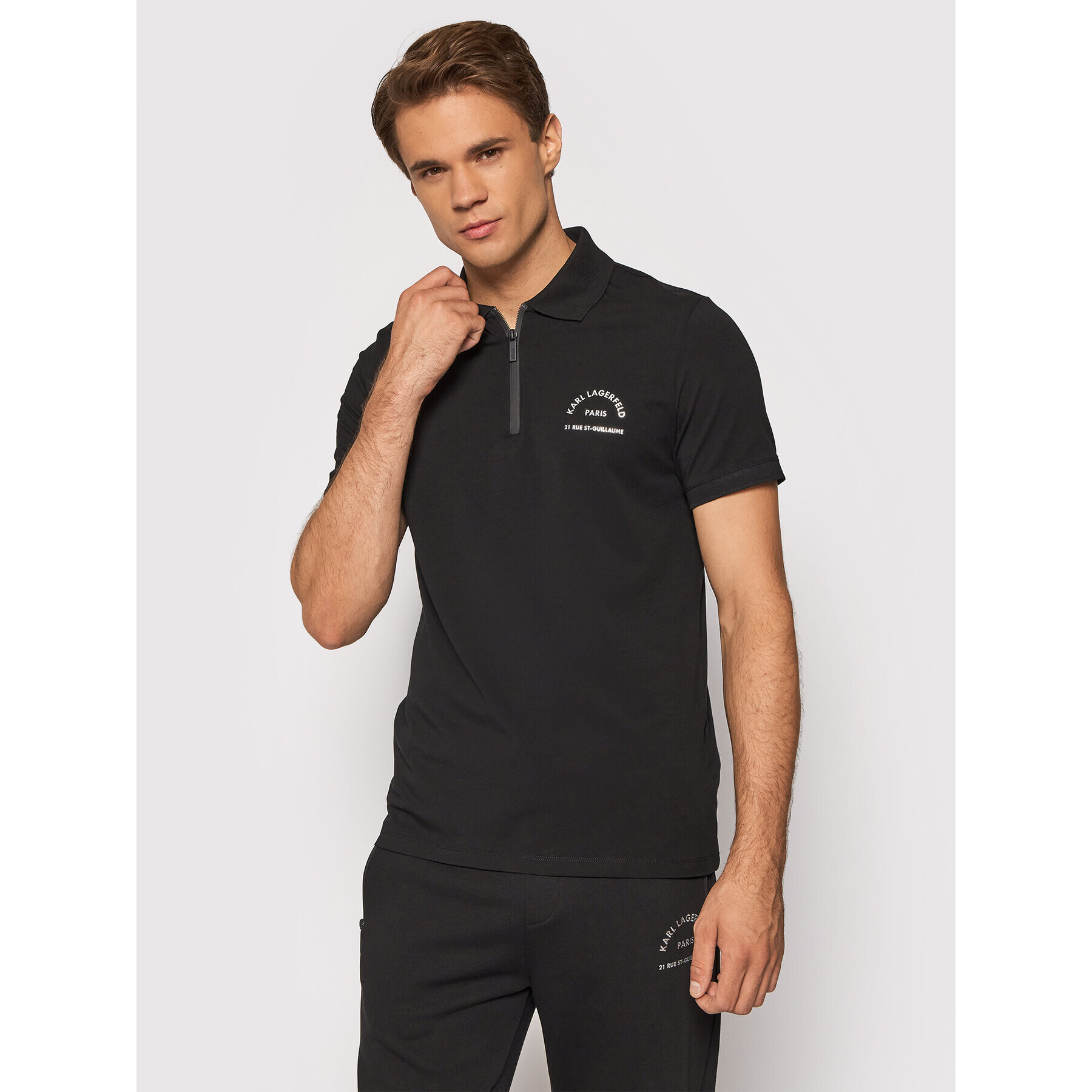 KARL LAGERFELD Tricou polo 745070 512221 Negru Regular Fit - Pled.ro