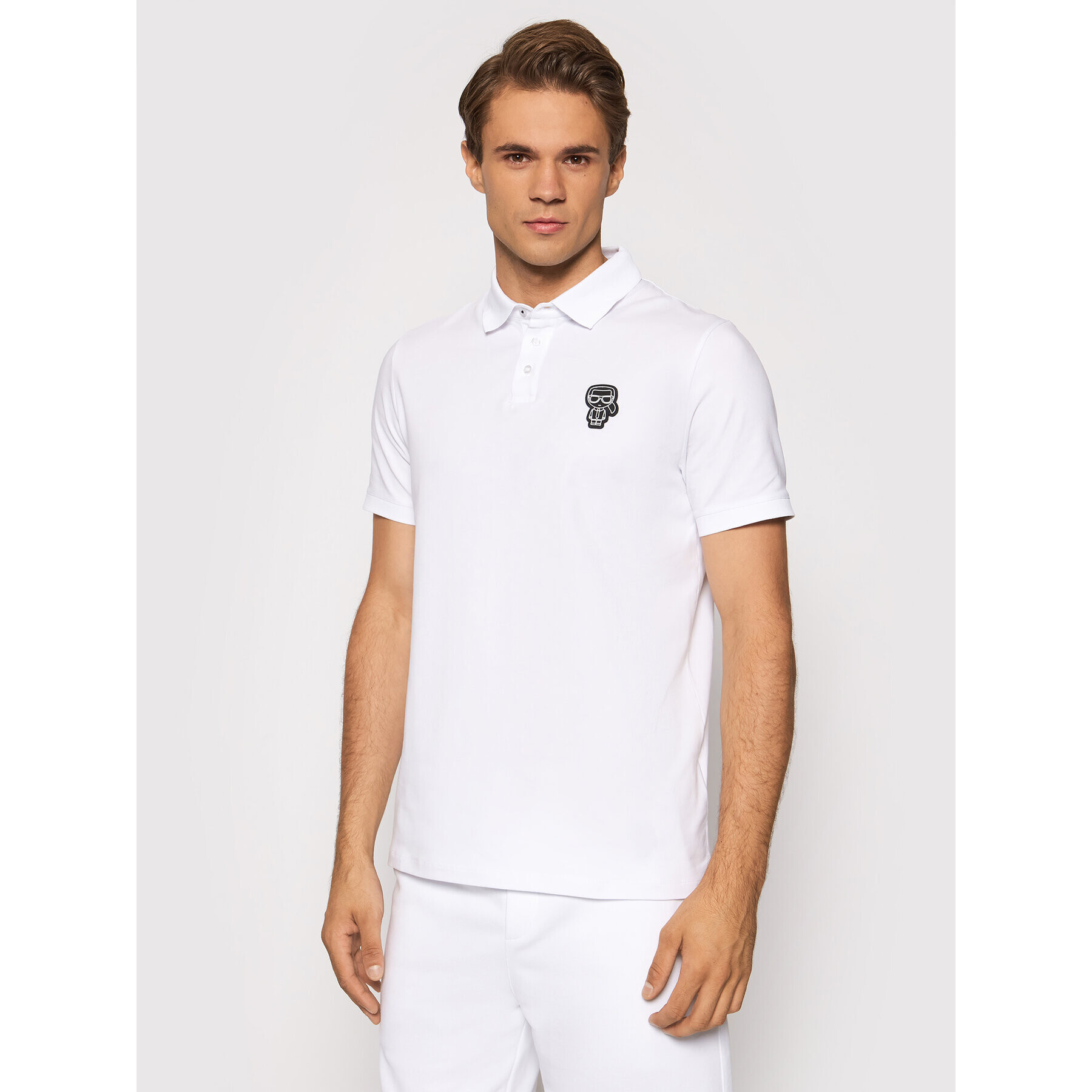 KARL LAGERFELD Tricou polo 745071 512221 Alb Regular Fit - Pled.ro