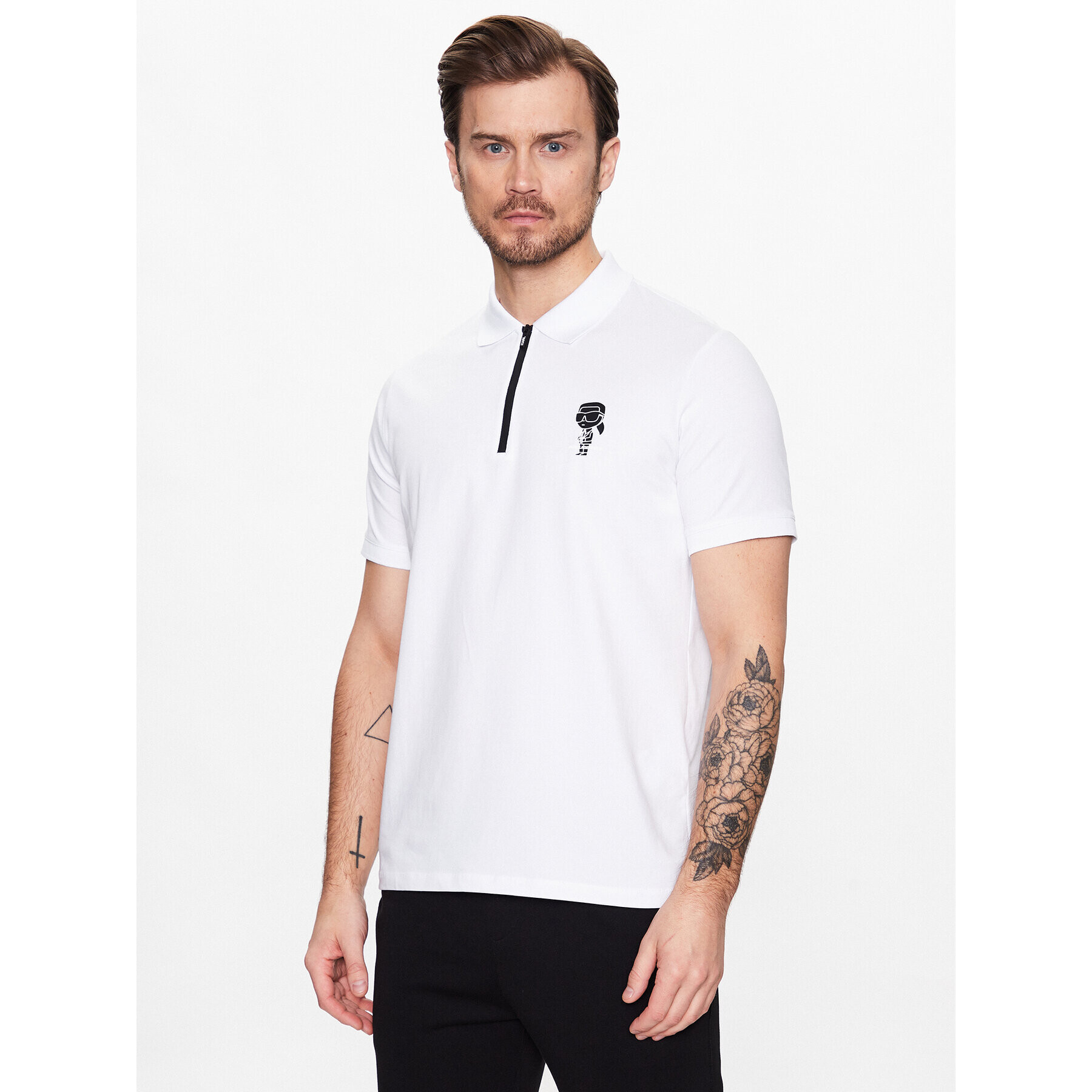 KARL LAGERFELD Tricou polo 745081 531221 Alb Regular Fit - Pled.ro