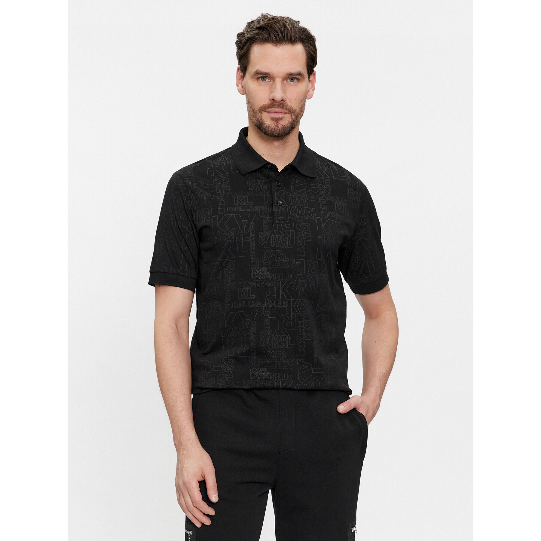 KARL LAGERFELD Tricou polo 745082 541224 Negru Regular Fit - Pled.ro