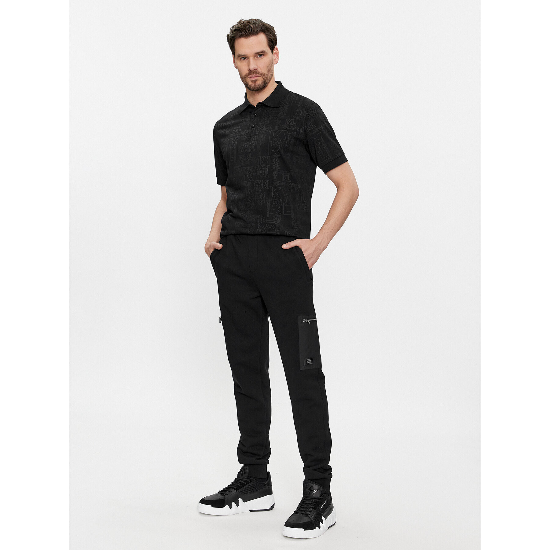 KARL LAGERFELD Tricou polo 745082 541224 Negru Regular Fit - Pled.ro