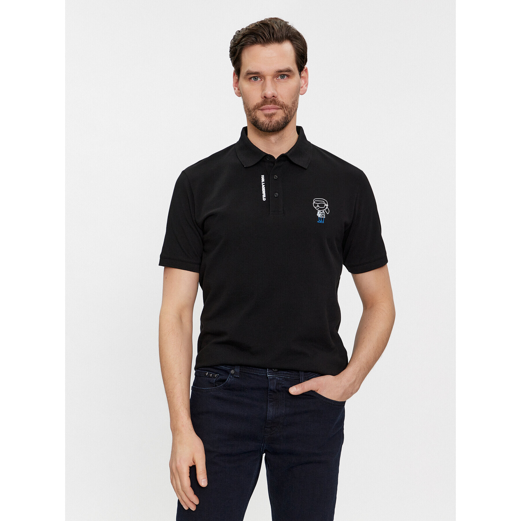 KARL LAGERFELD Tricou polo 745401 541233 Negru Regular Fit - Pled.ro