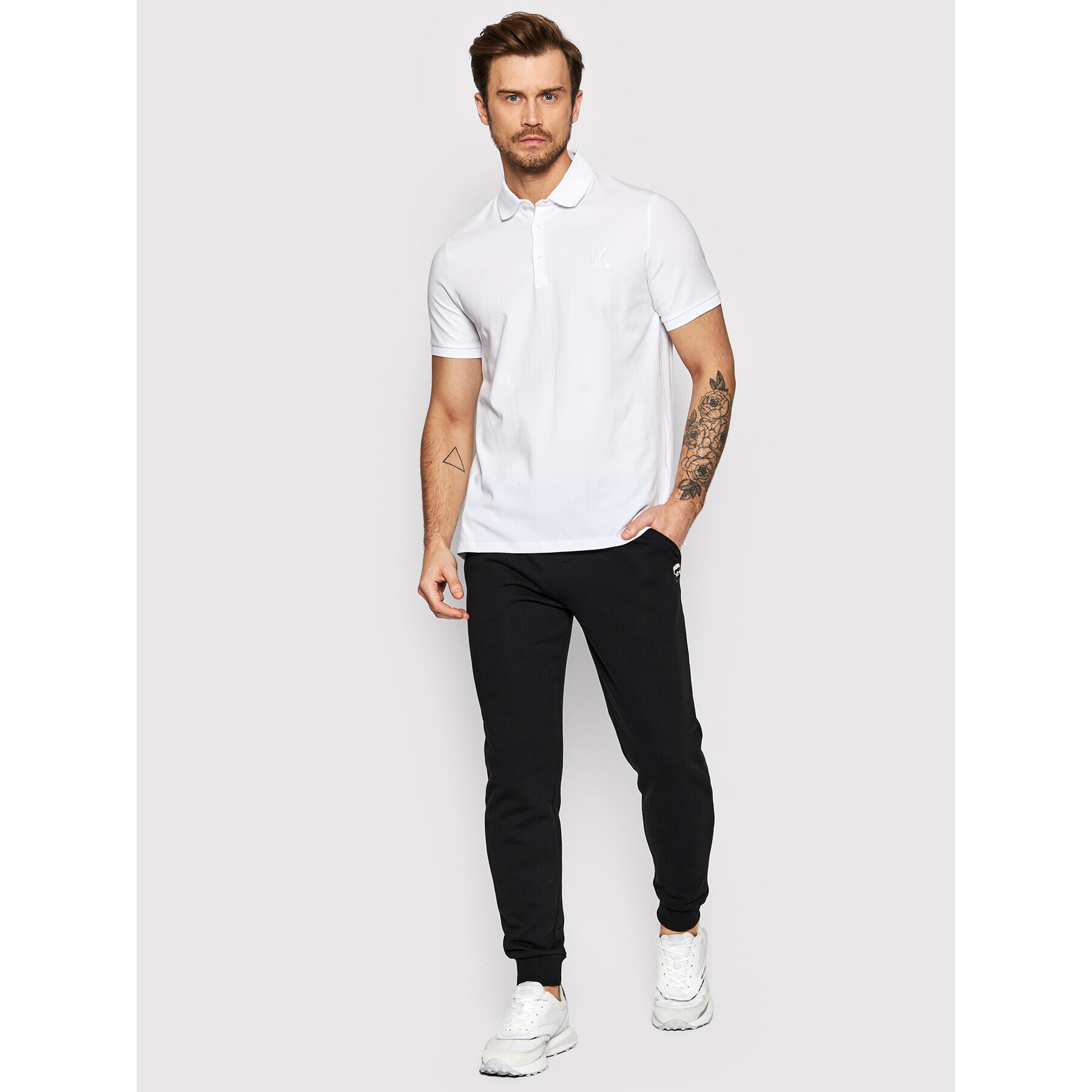 KARL LAGERFELD Tricou polo 745890 500221 Alb Regular Fit - Pled.ro