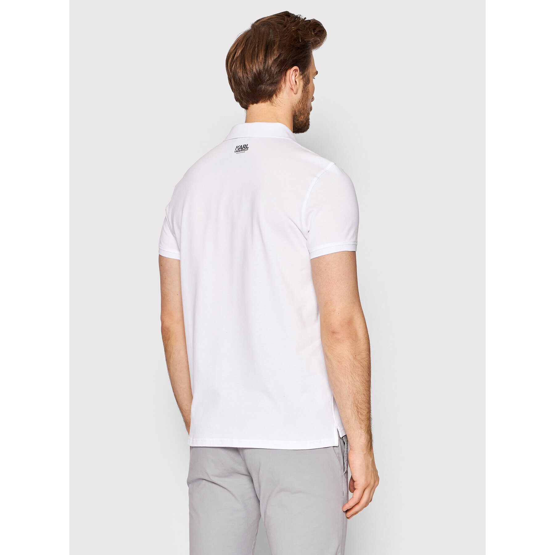 KARL LAGERFELD Tricou polo KL22MPL01 Alb Regular Fit - Pled.ro