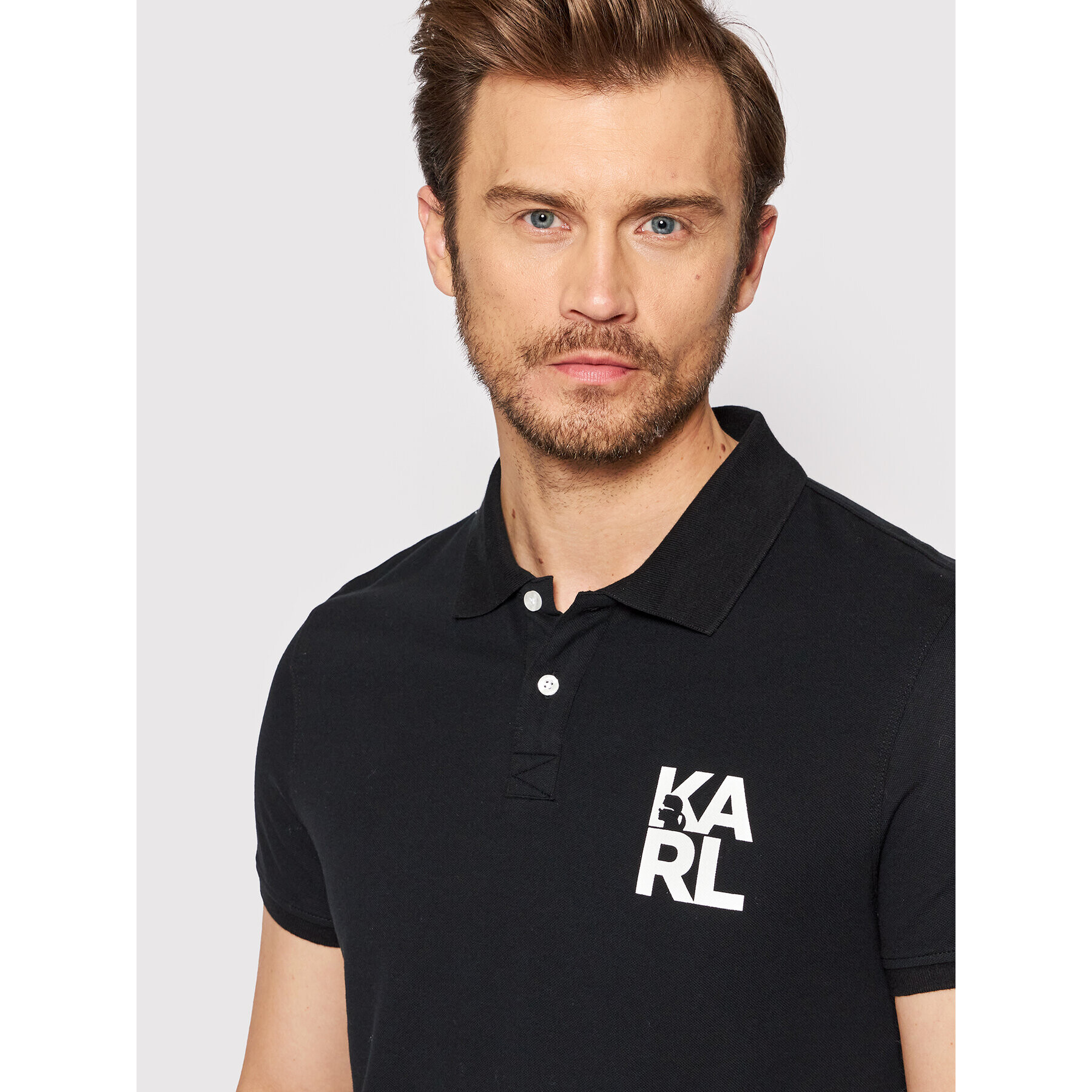 KARL LAGERFELD Tricou polo KL22MPL01 Negru Regular Fit - Pled.ro