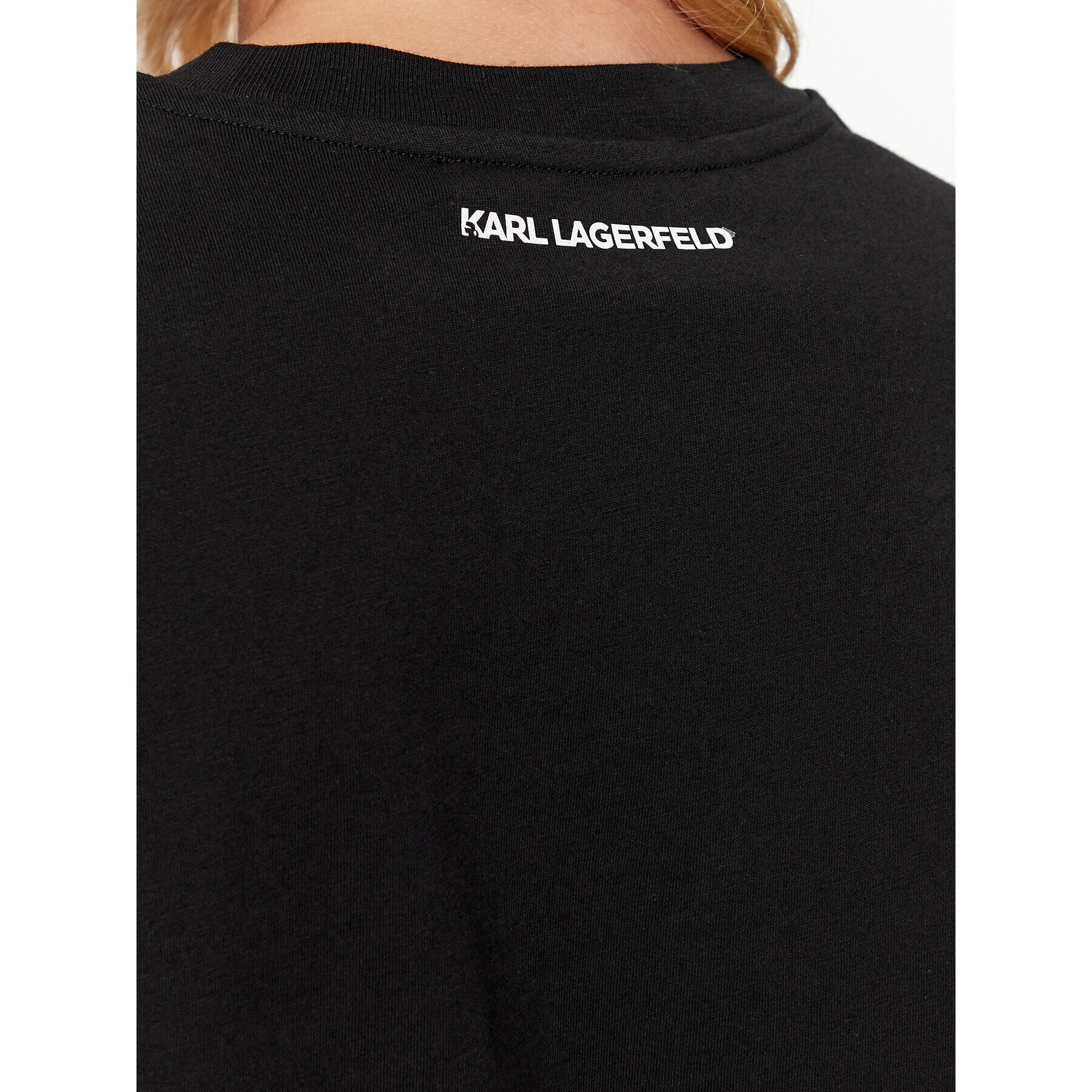 KARL LAGERFELD Tricou Rhinestone 236W1714 Negru Regular Fit - Pled.ro