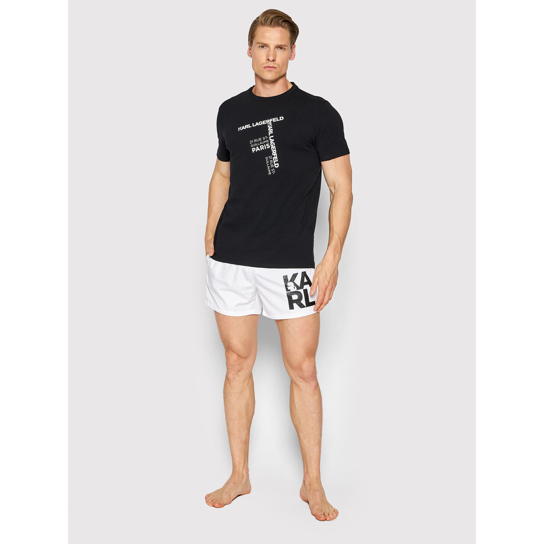 KARL LAGERFELD Tricou Rue St Guillaume KL22MTS02 Negru Regular Fit - Pled.ro