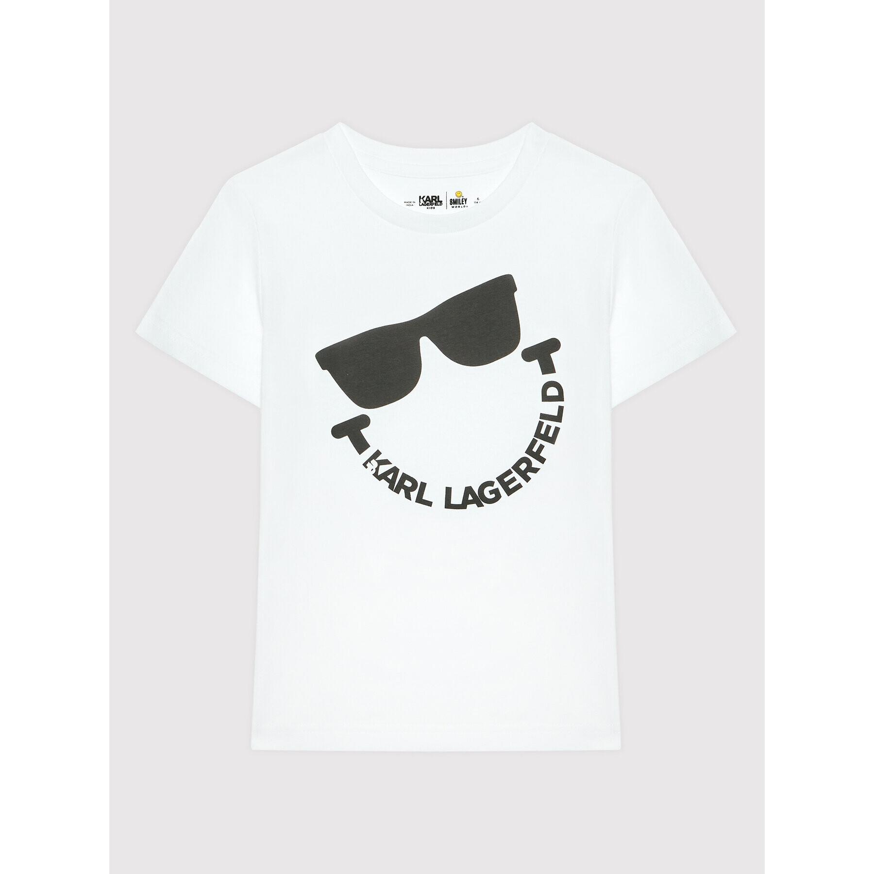 KARL LAGERFELD Tricou SMILEY WORLD Z25344 D Alb Regular Fit - Pled.ro