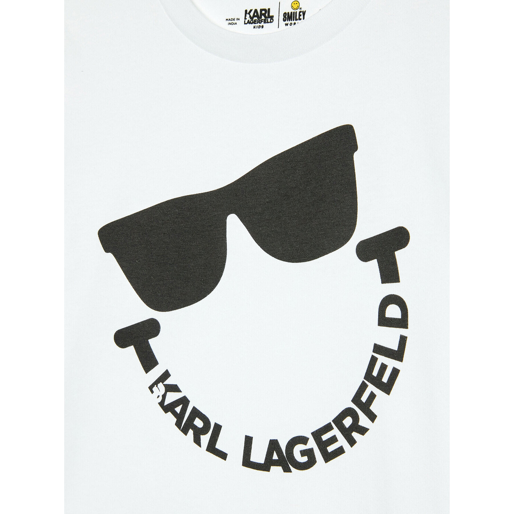 KARL LAGERFELD Tricou SMILEY WORLD Z25344 S Alb Regular Fit - Pled.ro