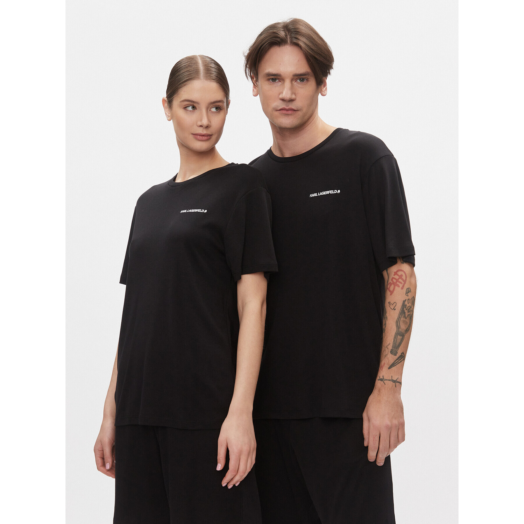 KARL LAGERFELD Tricou Unisex 220W2180 Negru Regular Fit - Pled.ro