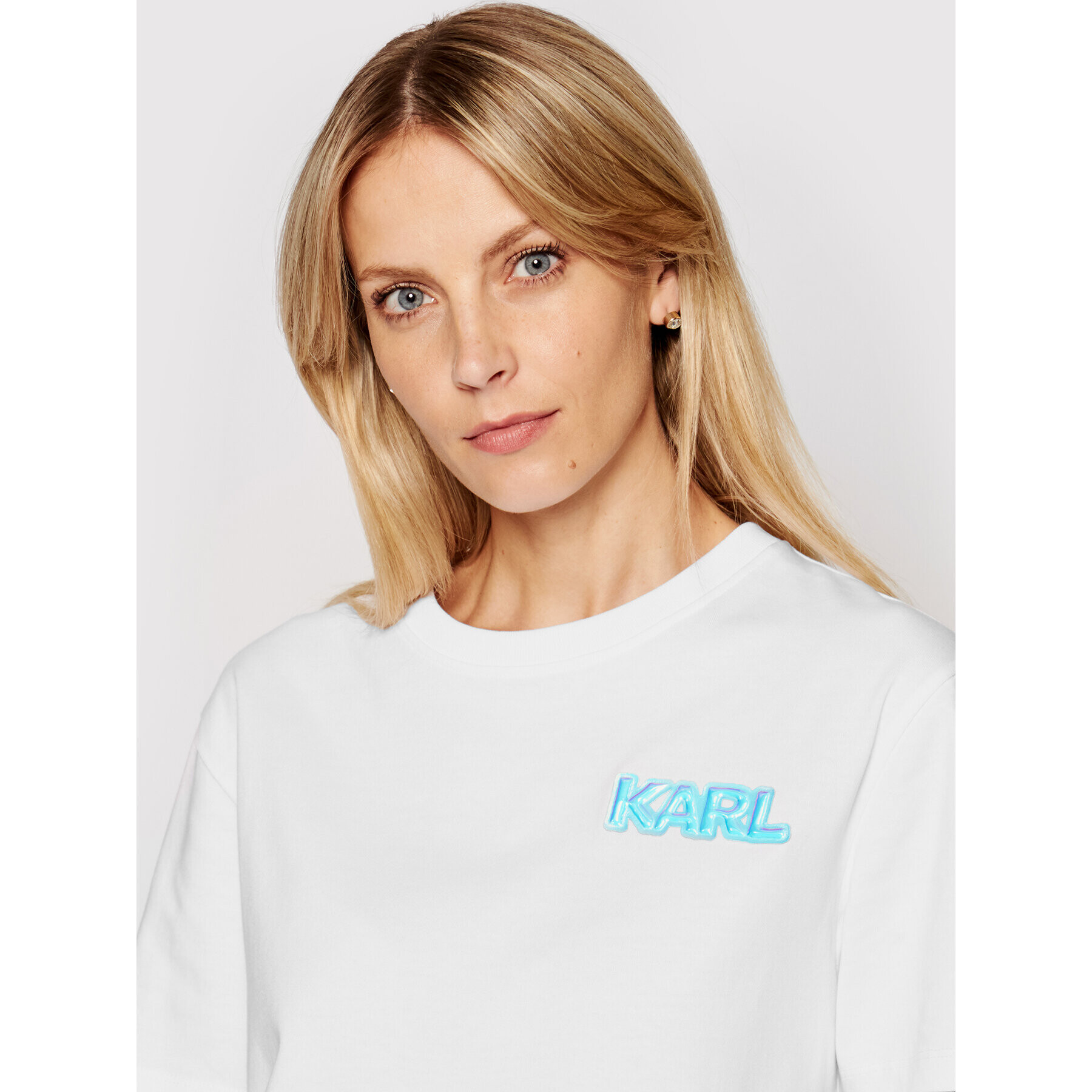 KARL LAGERFELD Tricou Unisex Balloon Logo 211U1705 Alb Regular Fit - Pled.ro