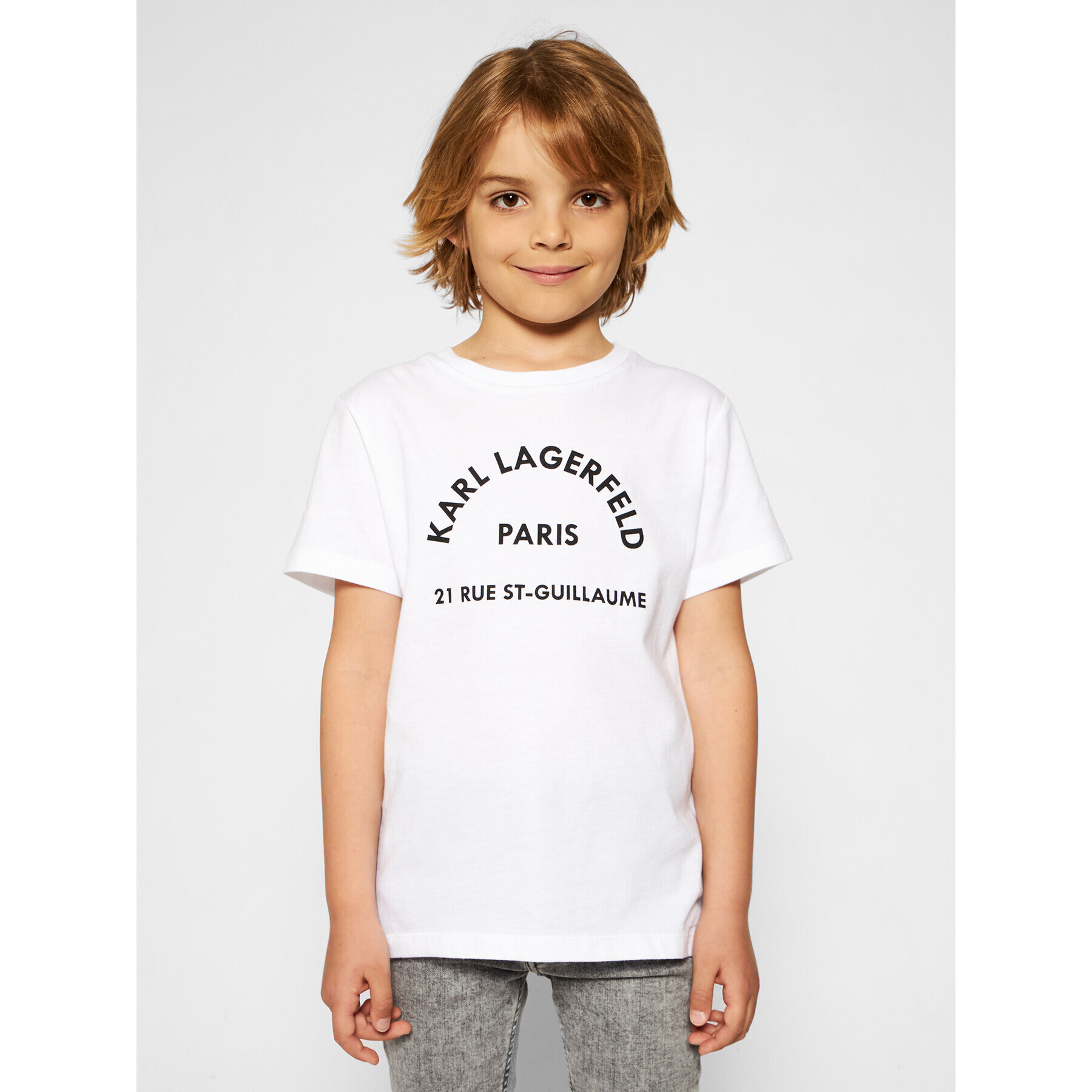 KARL LAGERFELD Tricou Z25272 S Alb Regular Fit - Pled.ro