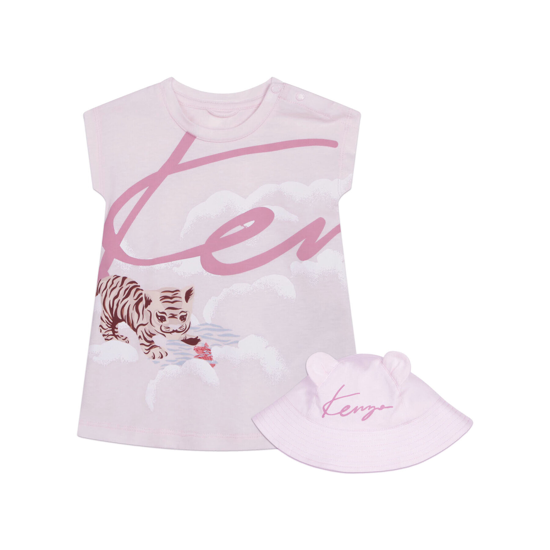 Kenzo Kids Set rochie și căciulă K98105 Roz Regular Fit - Pled.ro