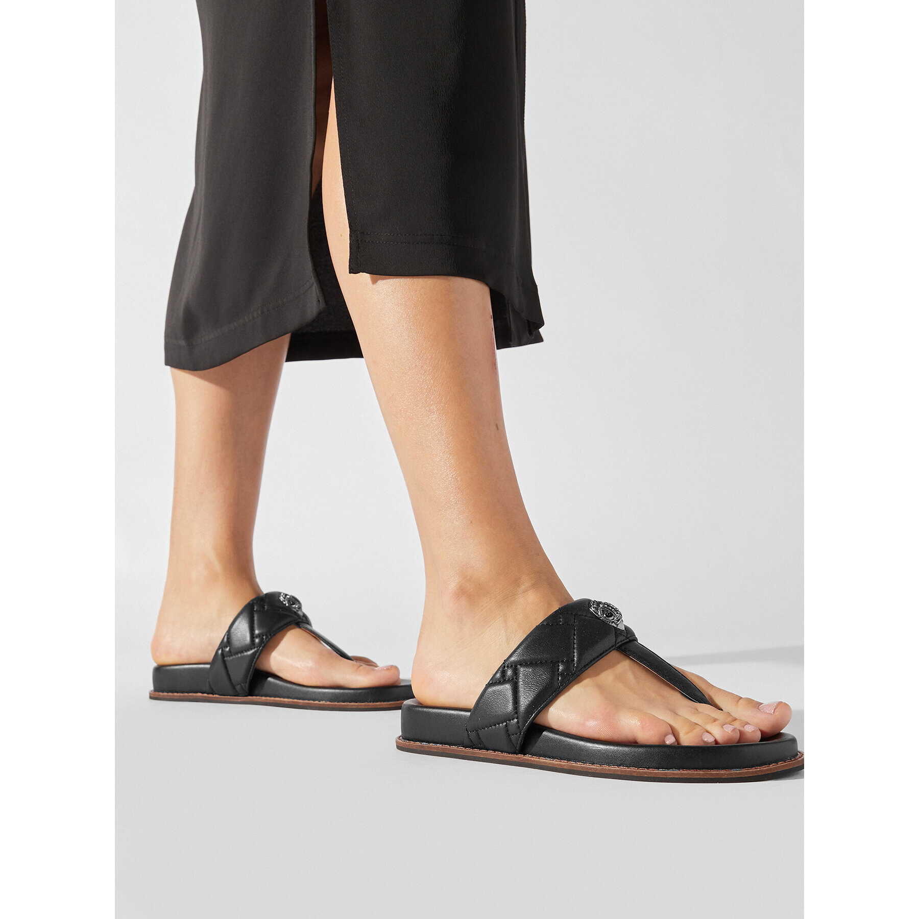 Kurt Geiger Flip flop Kensington T-Bar Chunky 9819900109 Negru - Pled.ro