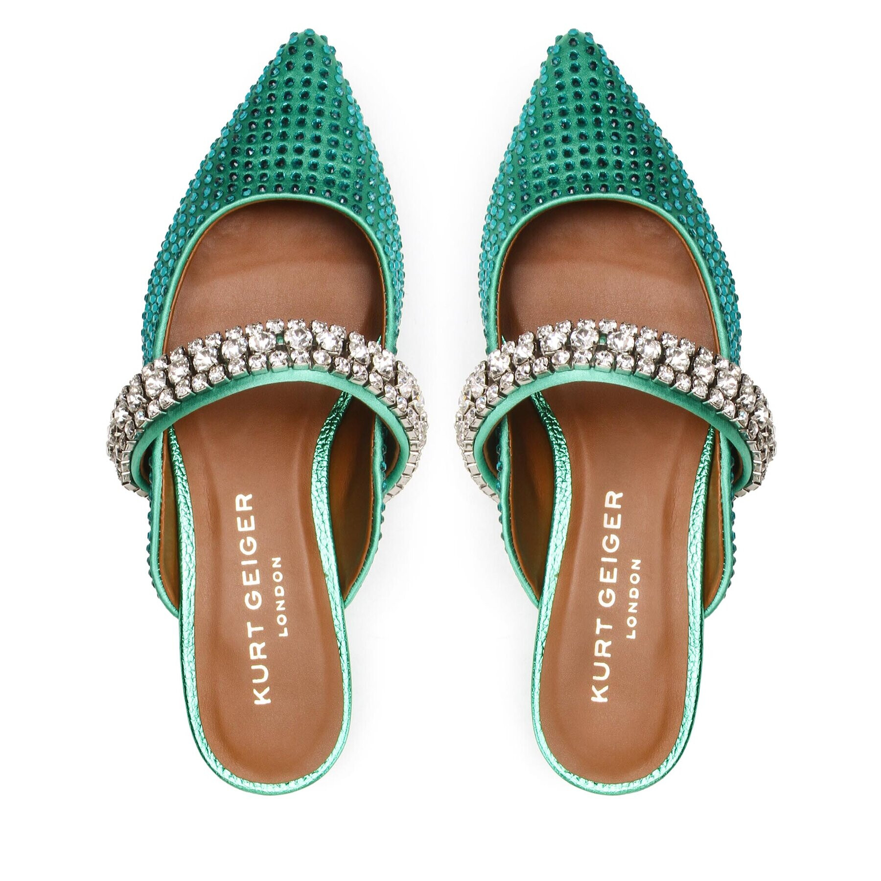 Kurt Geiger Șlapi Princley Crystals 9563087609 Verde - Pled.ro