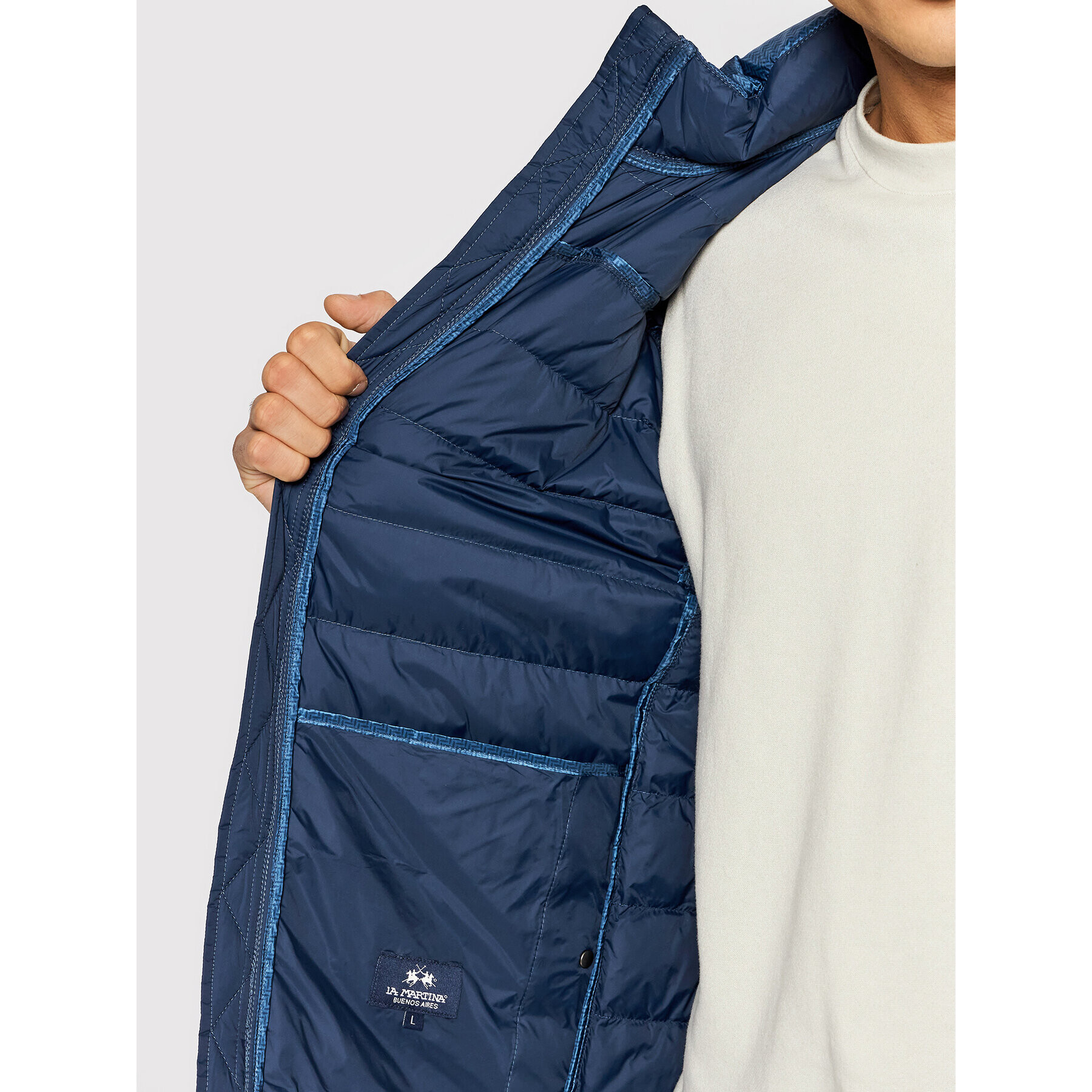 La Martina Geacă din puf SMO002 PL109 Bleumarin Regular Fit - Pled.ro