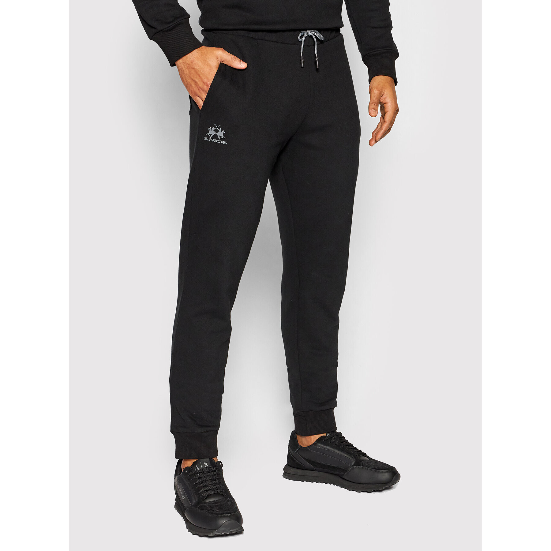 La Martina Pantaloni trening CCMT03 FP109 Negru Regular Fit - Pled.ro