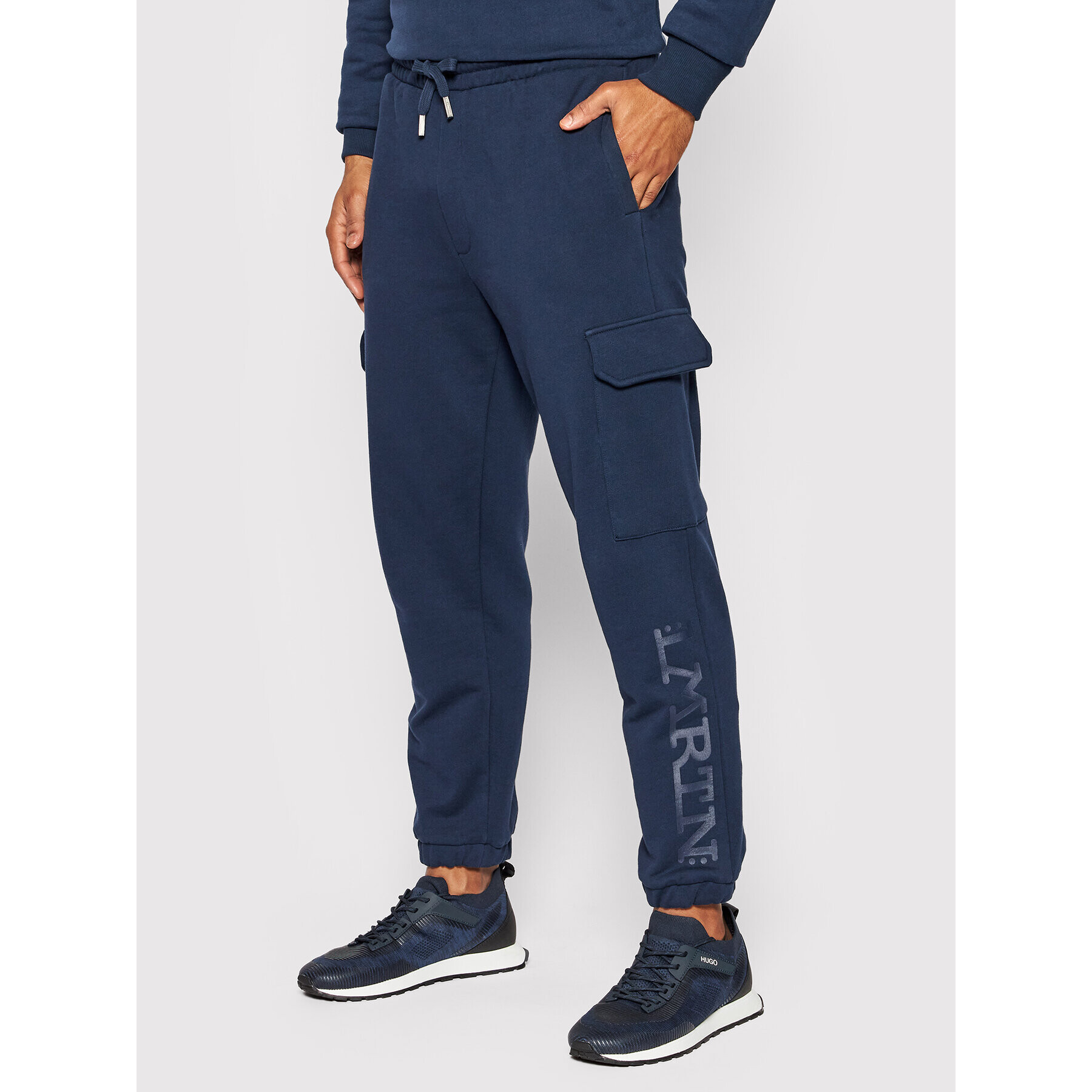 La Martina Pantaloni trening TMT011 FP533 Bleumarin Over Fit - Pled.ro