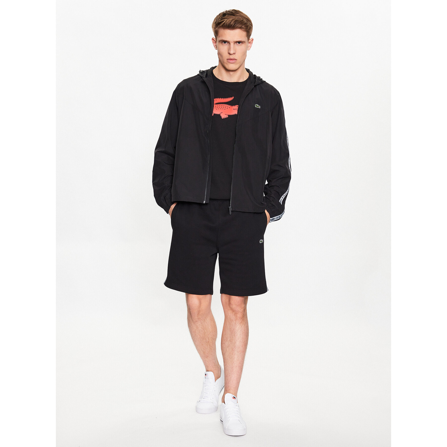 Lacoste Bluză BH5380 Negru Regular Fit - Pled.ro