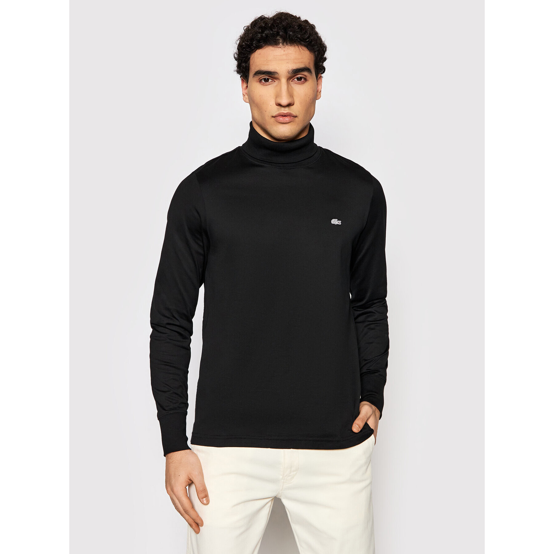 Lacoste Bluză cu gât UH6928 Negru Regular Fit - Pled.ro