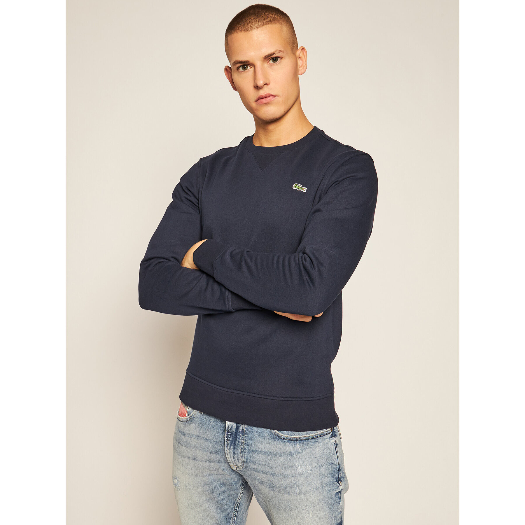 Lacoste Bluză SH1505 Bleumarin Regular Fit - Pled.ro