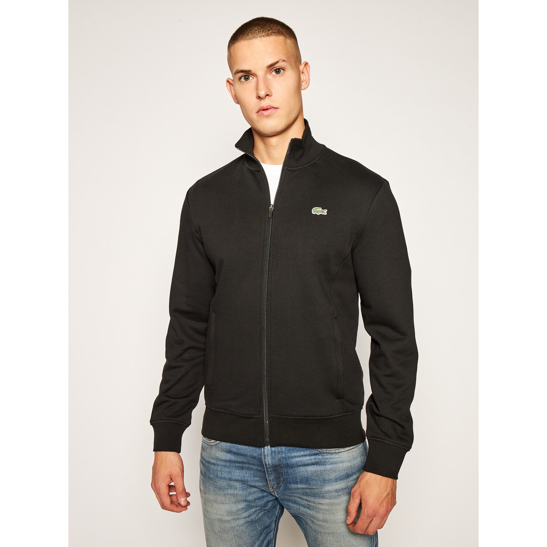 Lacoste Bluză SH1559 Negru Regular Fit - Pled.ro