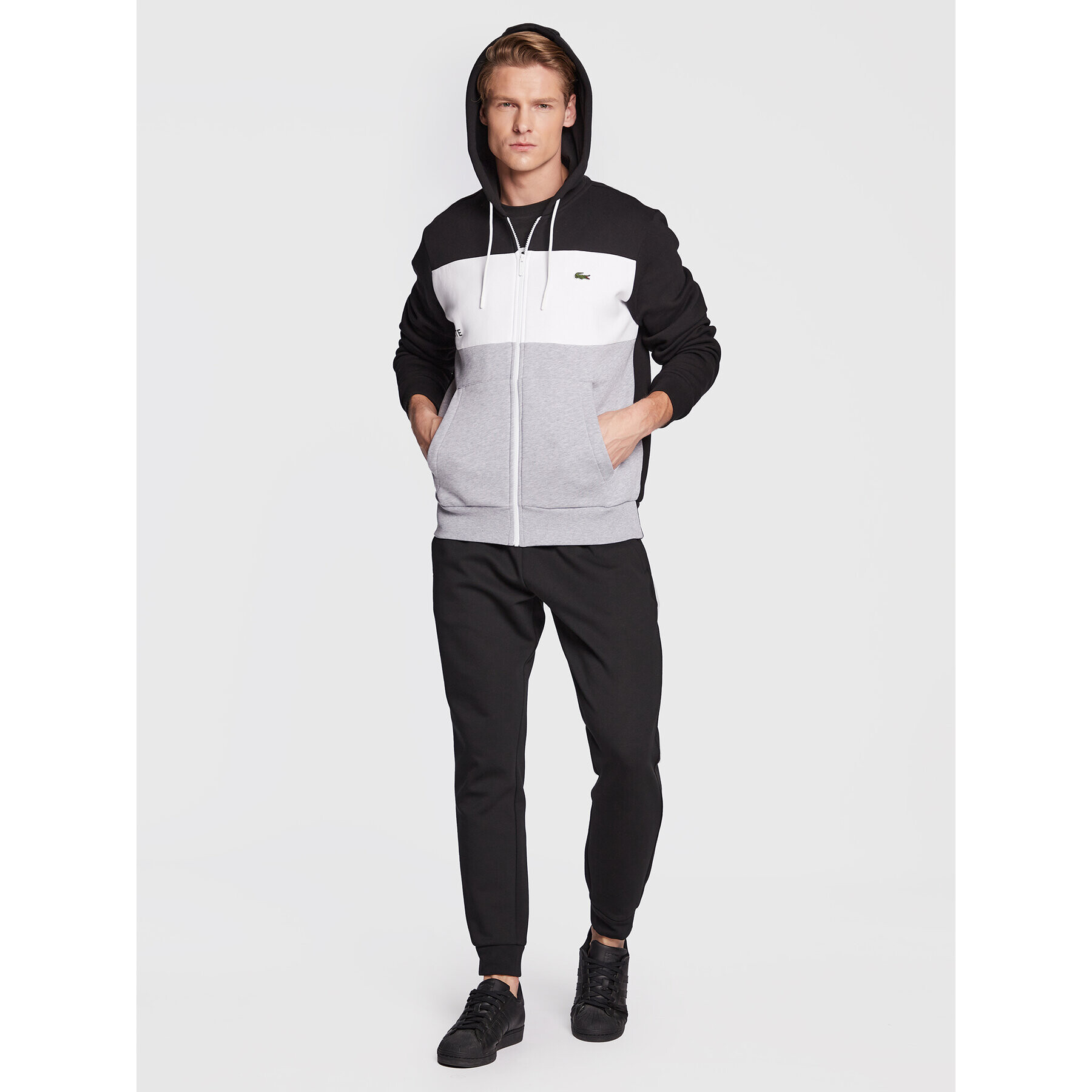 Lacoste Bluză SH3389 Negru Classic Fit - Pled.ro