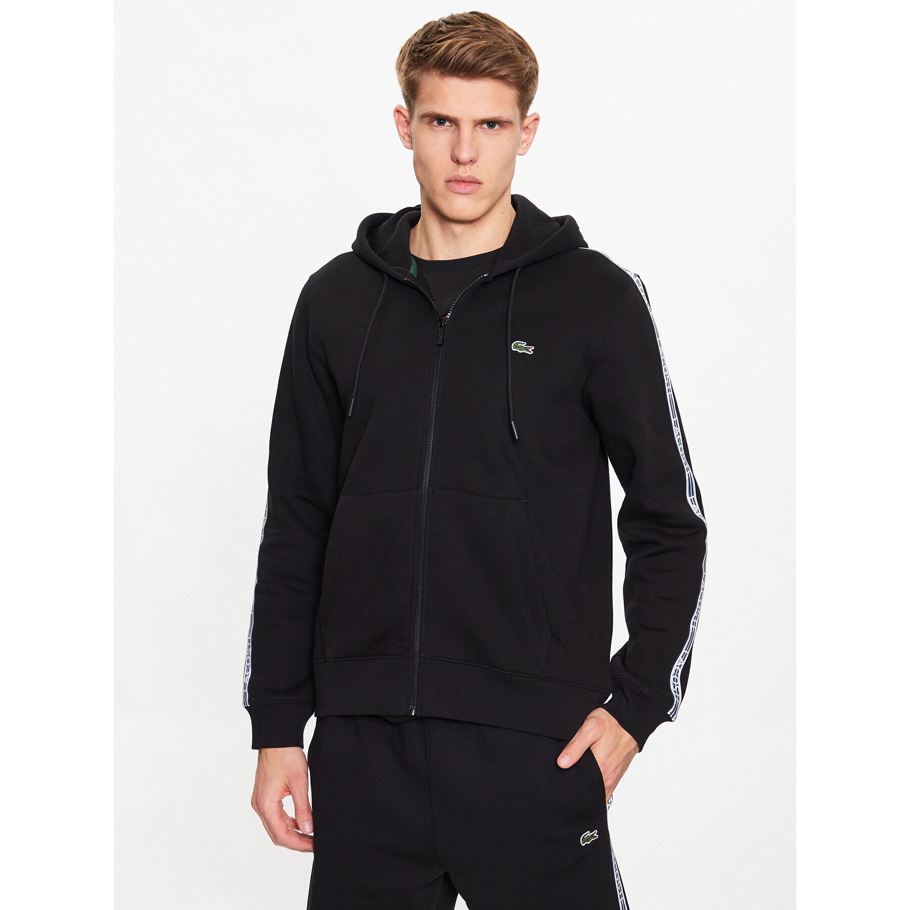 Lacoste Bluză SH5065 Negru Regular Fit - Pled.ro