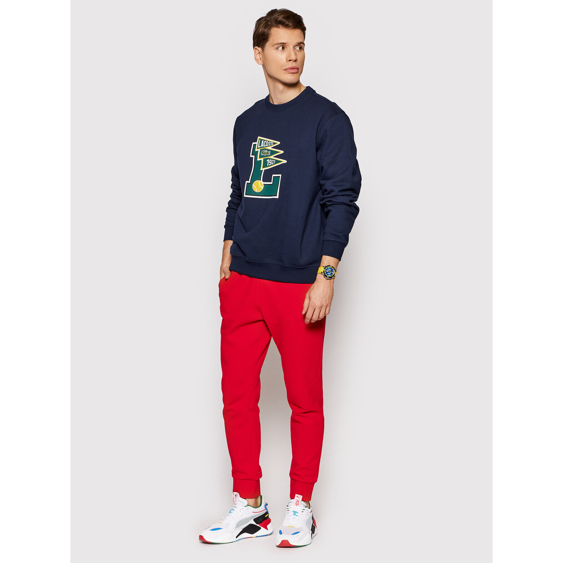 Lacoste Bluză SH7419 Bleumarin Classic Fit - Pled.ro