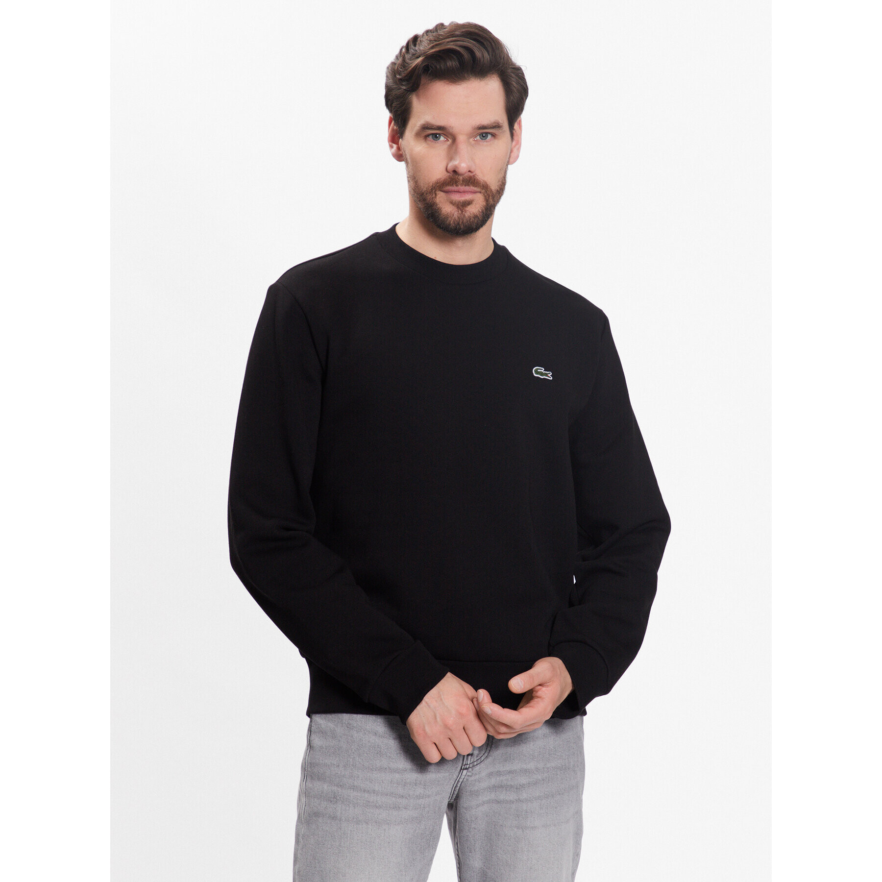 Lacoste Bluză SH9608 Negru Regular Fit - Pled.ro