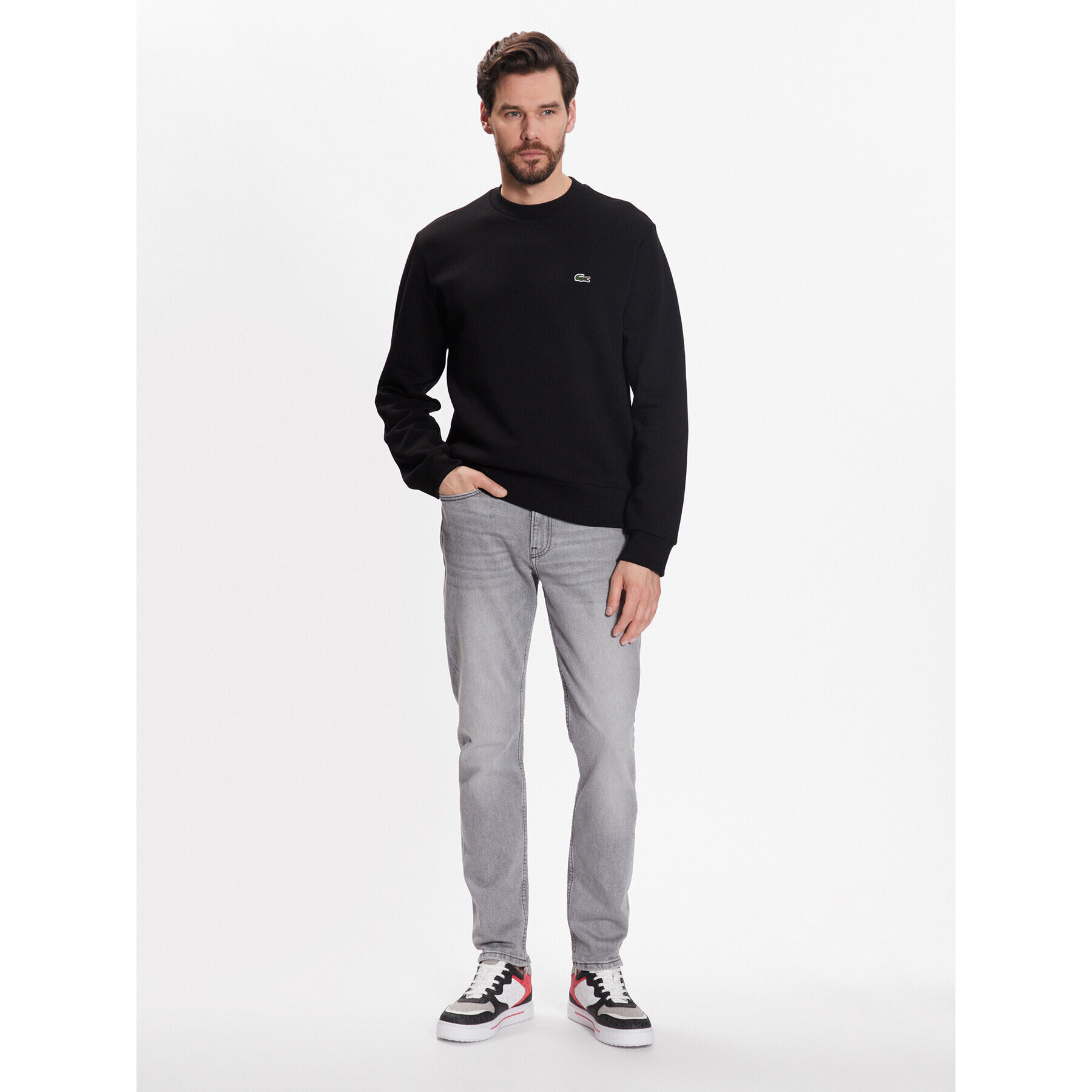 Lacoste Bluză SH9608 Negru Regular Fit - Pled.ro