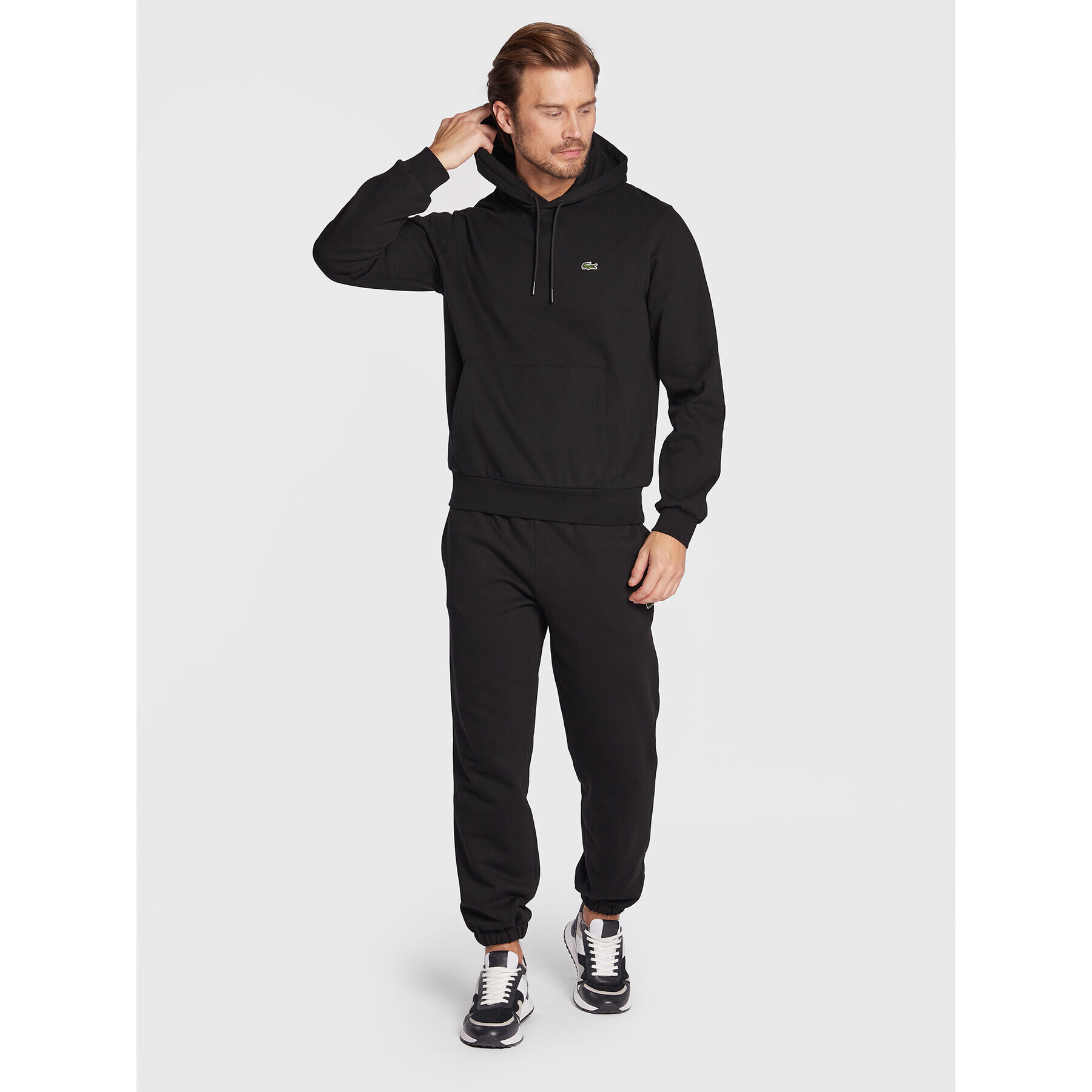 Lacoste Bluză SH9623 Negru Classic Fit - Pled.ro